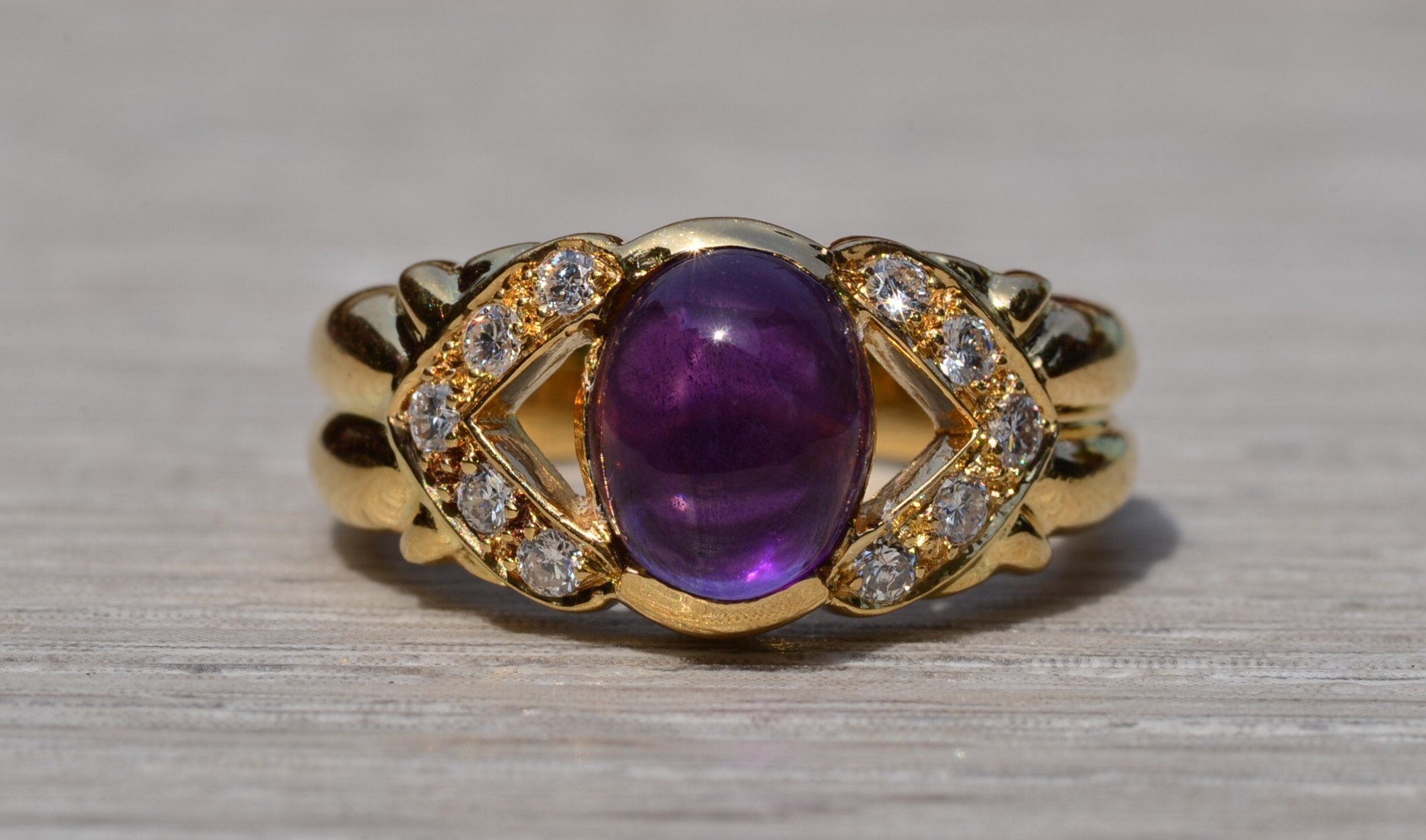 The Bealville: Purple Sapphire and Diamond Cocktail Ring - Image 2