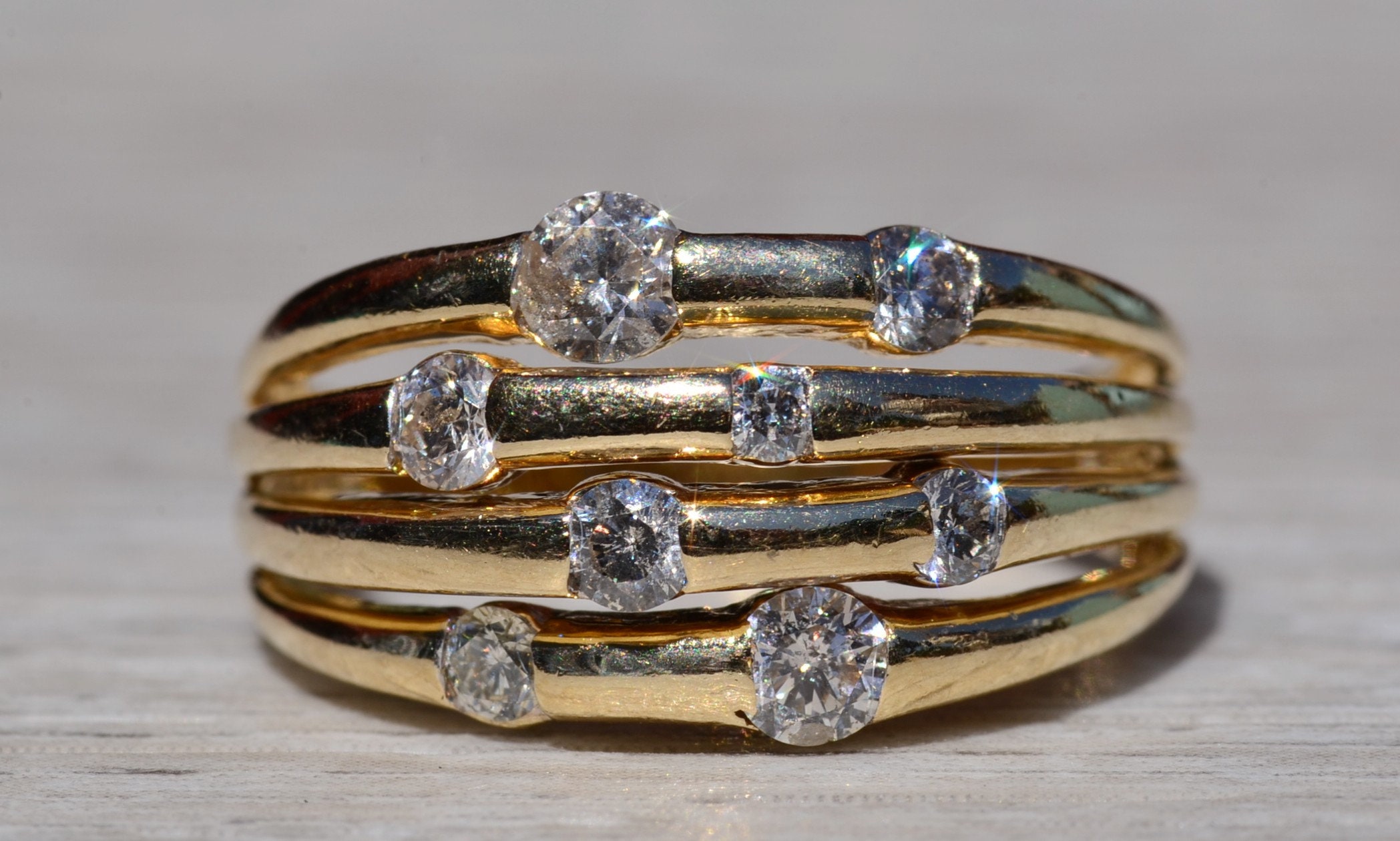 SOLD - The Corail: Ladies 14K Multi Band Ring set with Diamonds - Image 2