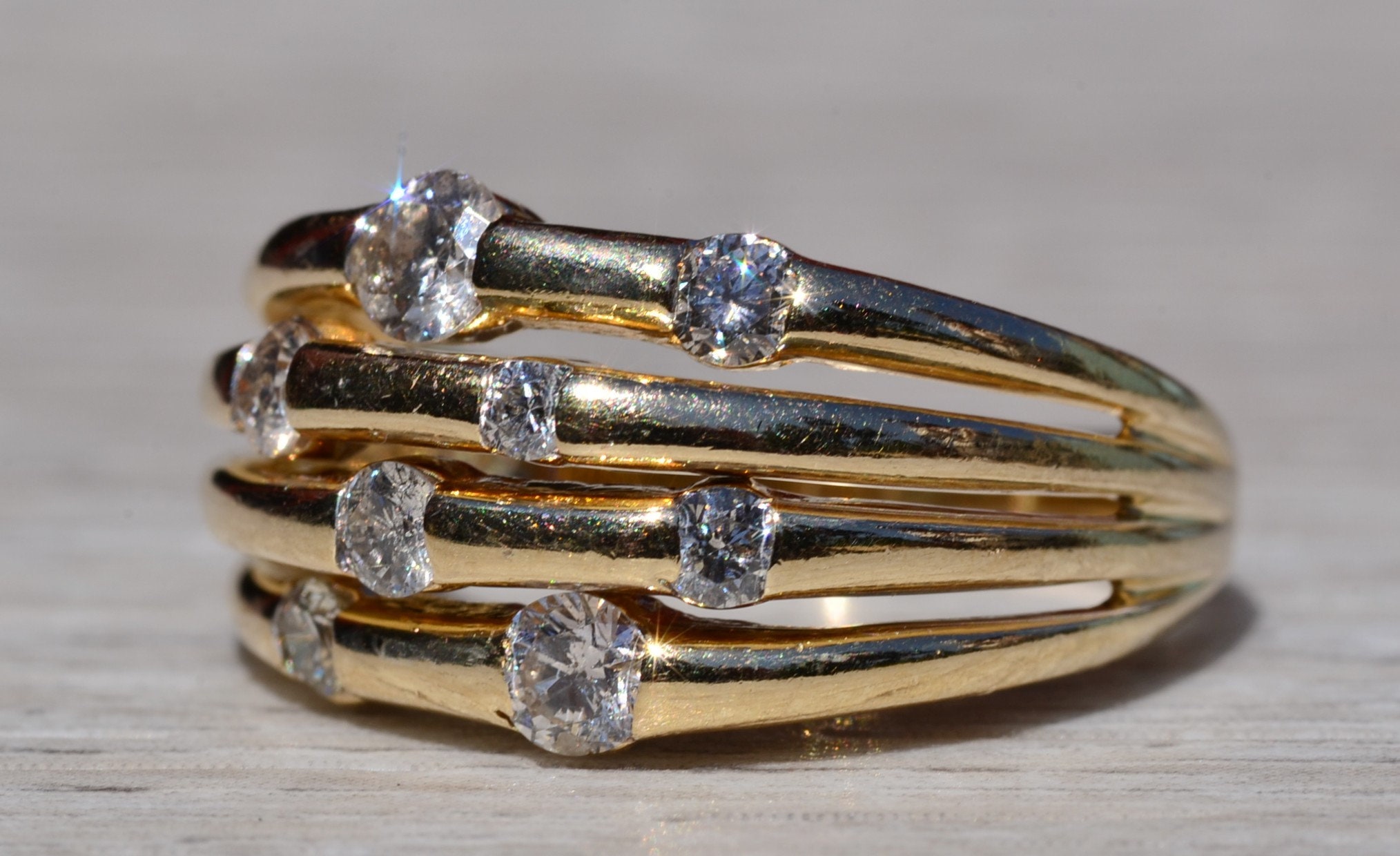 SOLD - The Corail: Ladies 14K Multi Band Ring set with Diamonds - Image 3