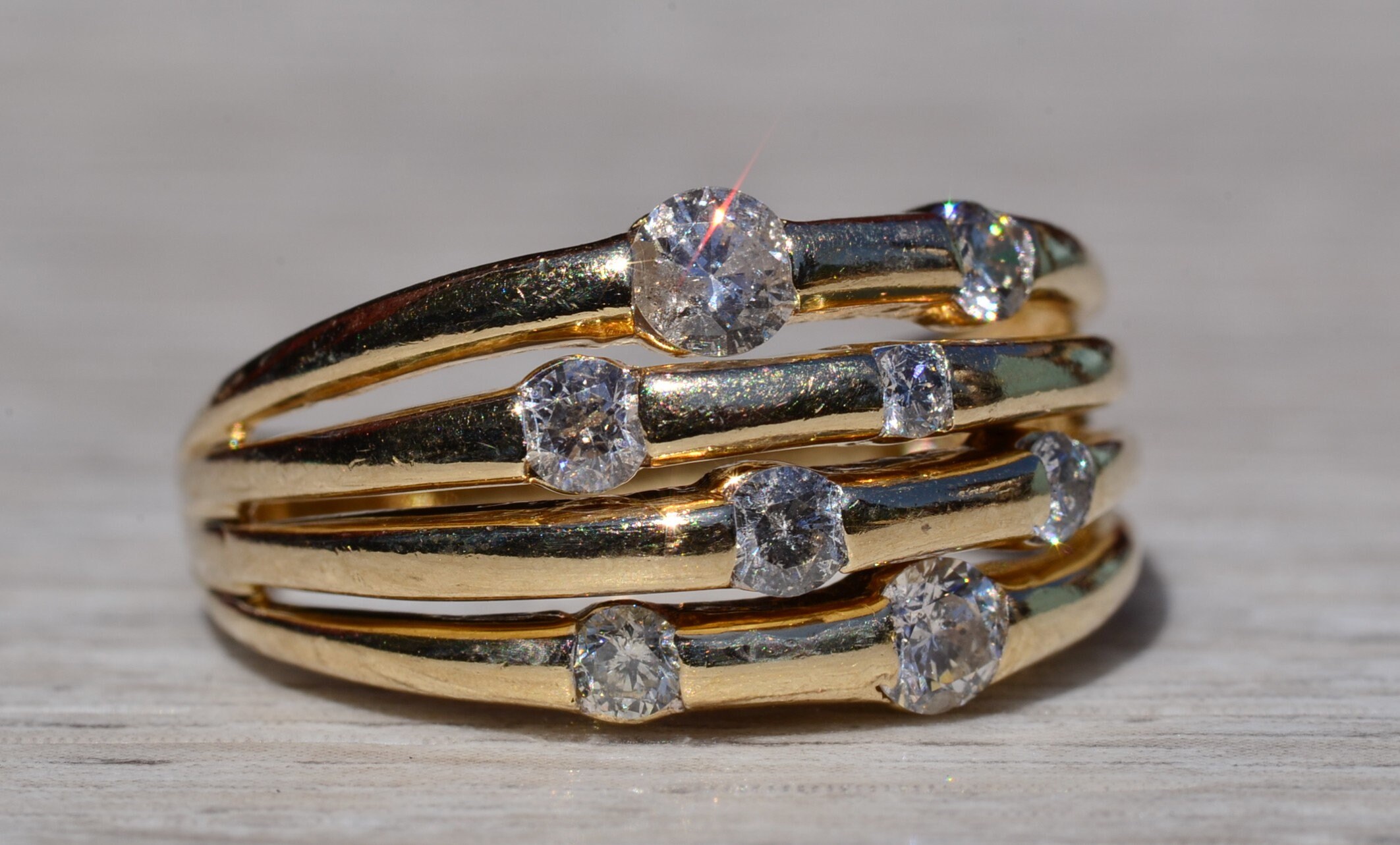 SOLD - The Corail: Ladies 14K Multi Band Ring set with Diamonds - Image 6