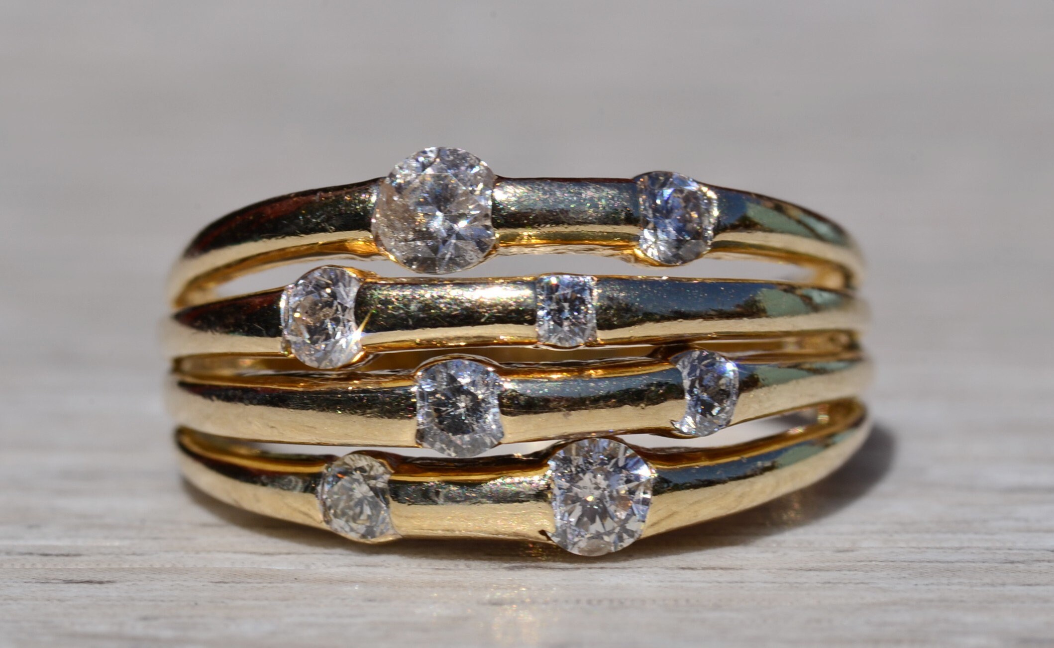 SOLD - The Corail: Ladies 14K Multi Band Ring set with Diamonds - Image 7