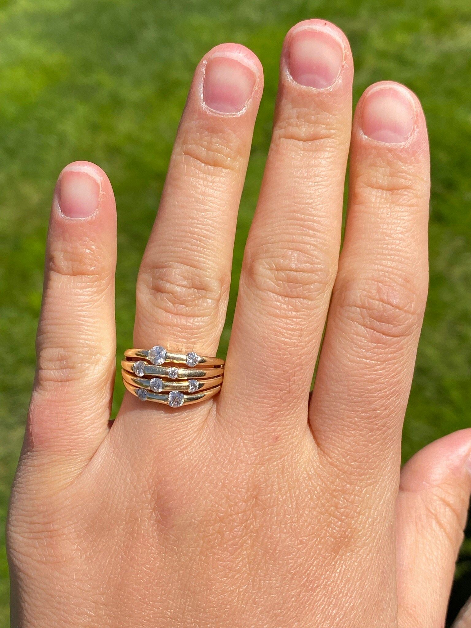 SOLD - The Corail: Ladies 14K Multi Band Ring set with Diamonds - Image 8