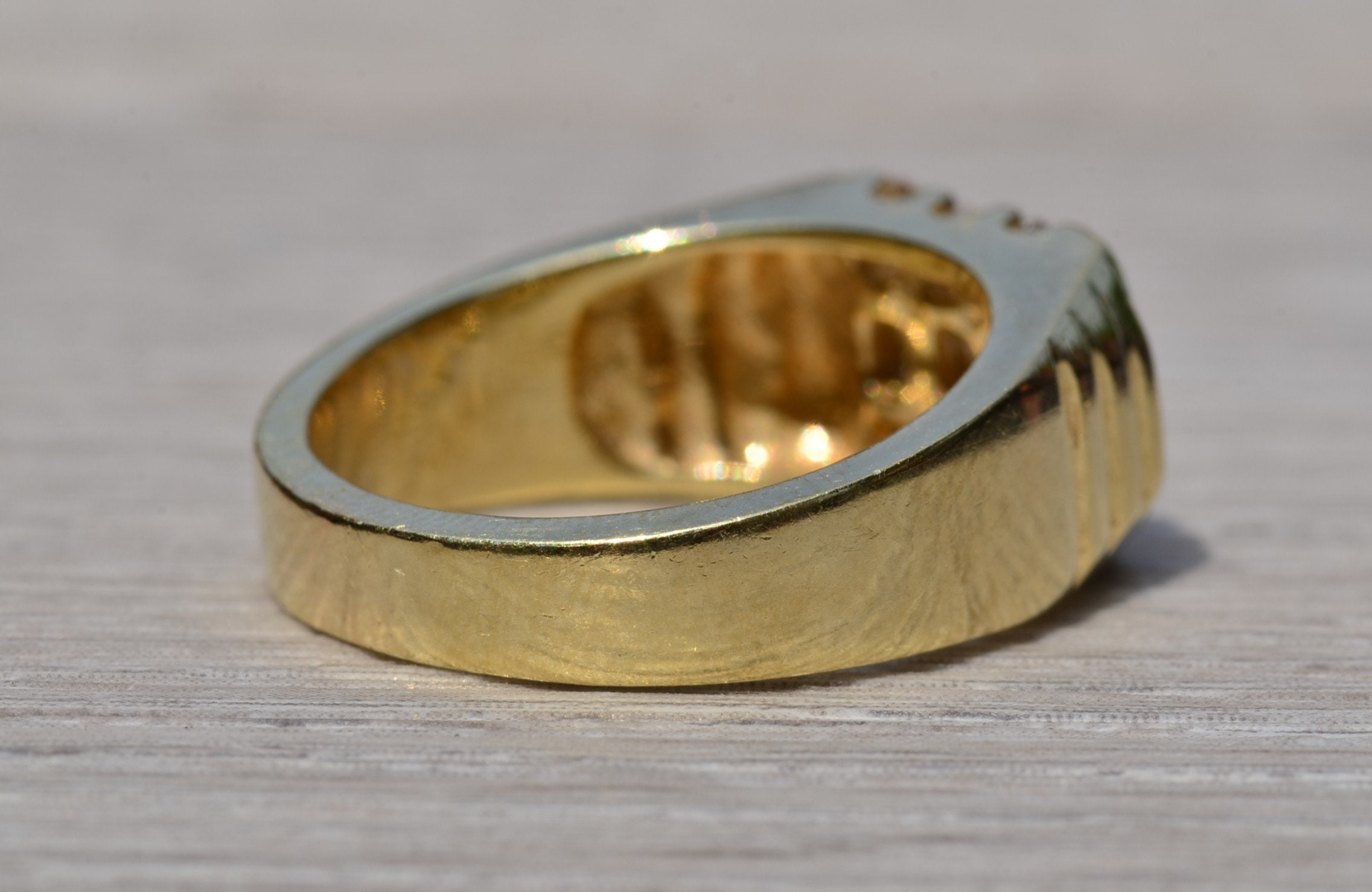The Bair Island: Gentleman's Diamond Cocktail Ring in Yellow Gold - Image 5