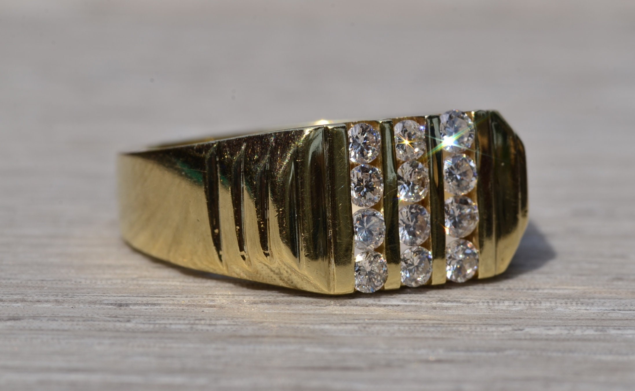 The Bair Island: Gentleman's Diamond Cocktail Ring in Yellow Gold - Image 6