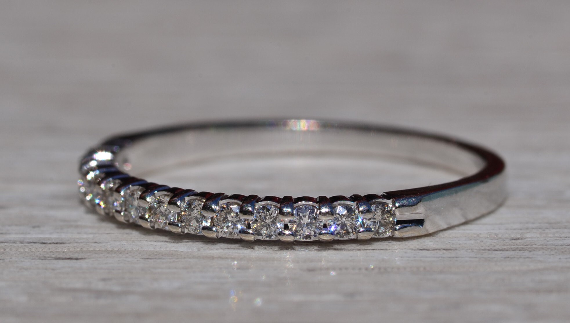 The Elizaville: Ladies 14K White Gold Diamond Half Eternity Band - Image 3