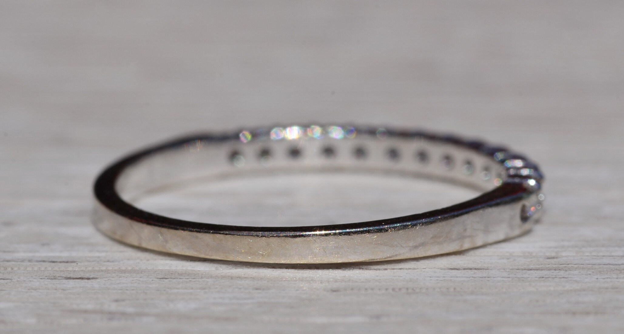 The Elizaville: Ladies 14K White Gold Diamond Half Eternity Band - Image 5