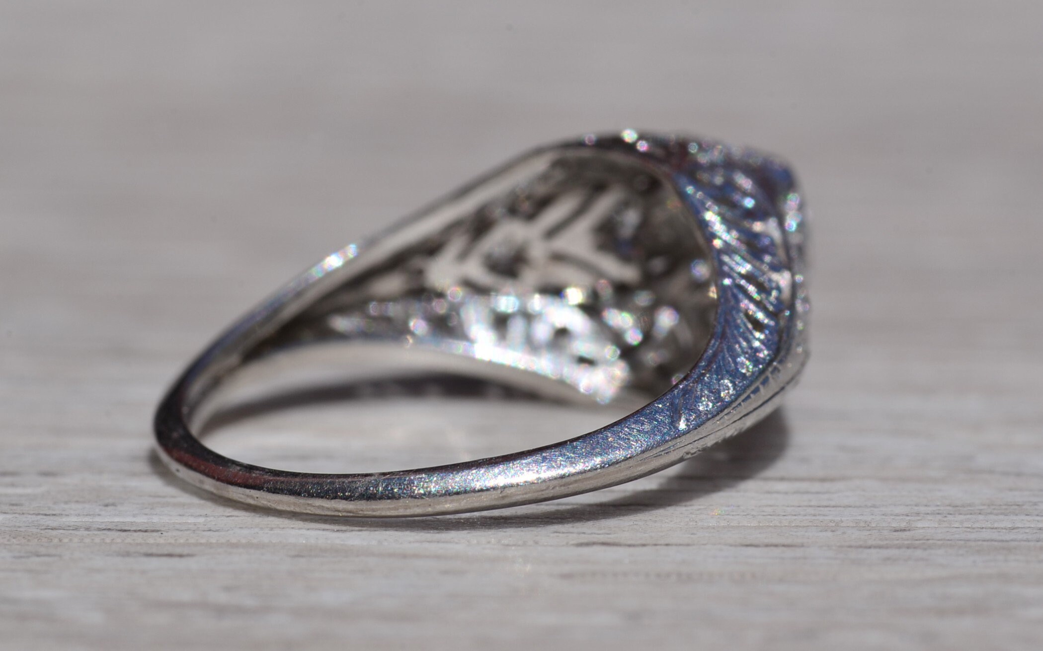 The Kitts Hill: Antique Ladies Platinum Engagement Ring set with Diamonds - Image 5