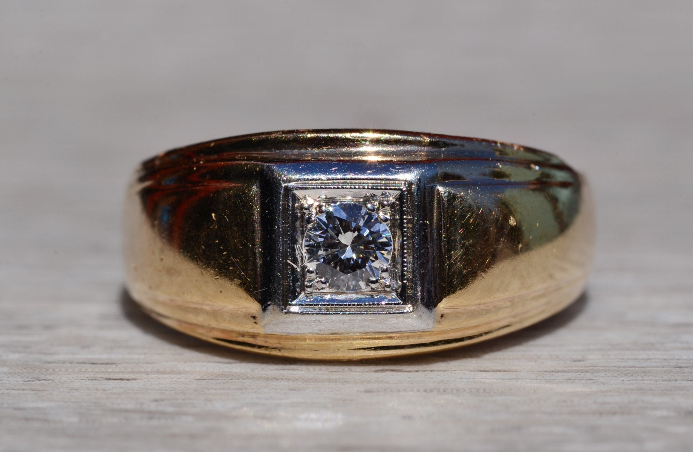 The Delbarton: Gentleman's 14K Yellow Gold Diamond Ring - Image 2