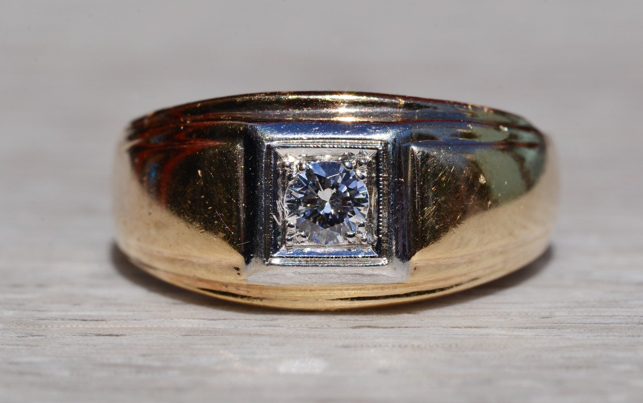 The Delbarton: Gentleman's 14K Yellow Gold Diamond Ring - Image 7