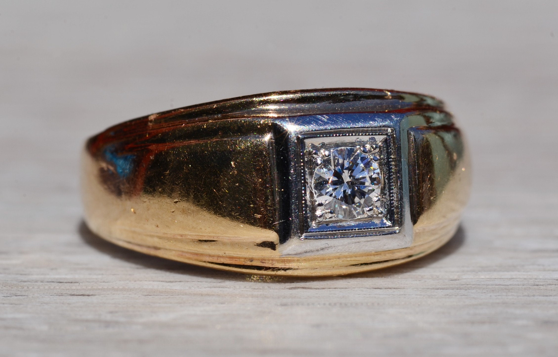 The Delbarton: Gentleman's 14K Yellow Gold Diamond Ring - Image 6