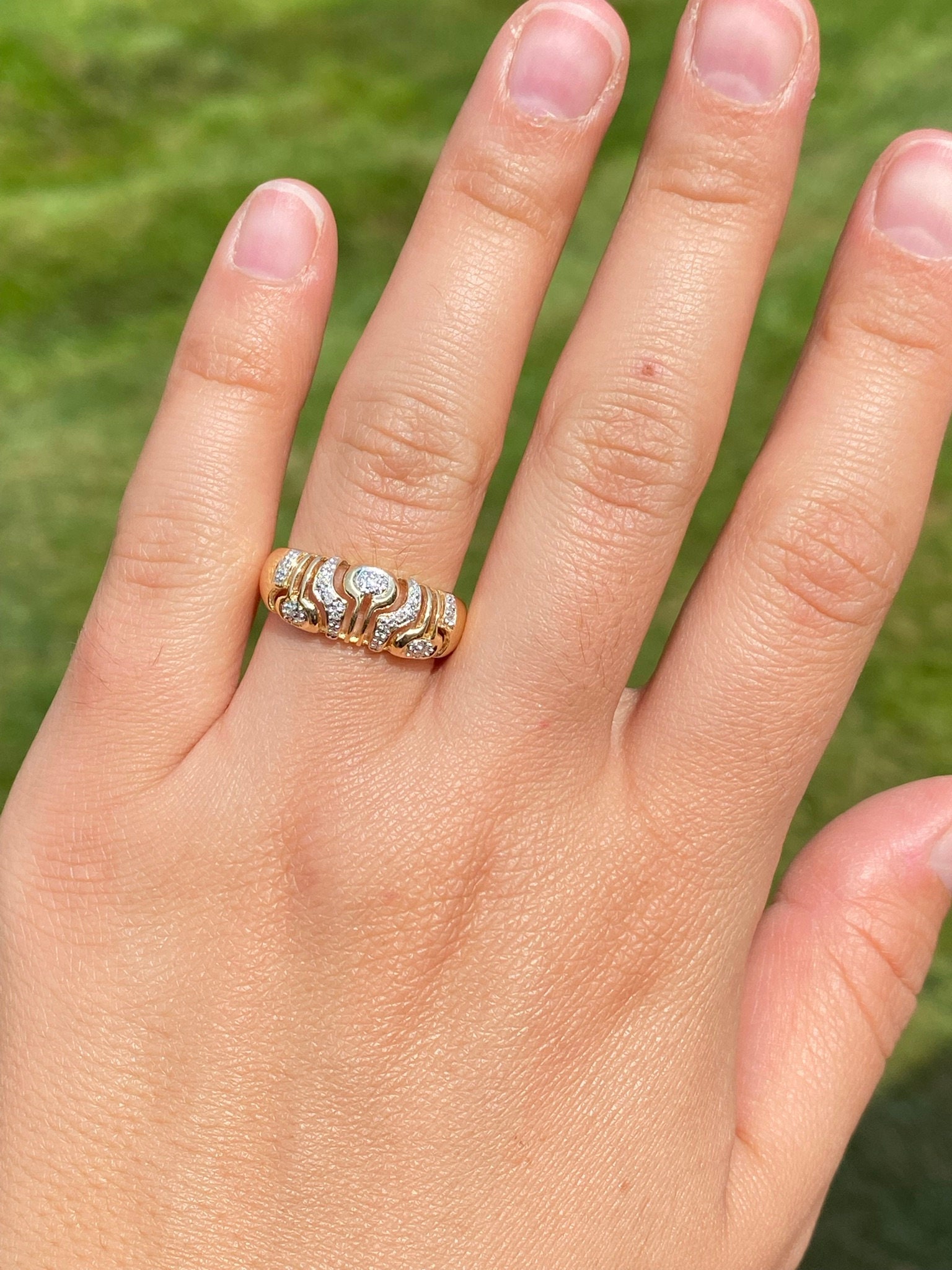 SOLD - The Daggert: Mid Century Modern Diamond Cocktail Ring - Image 8