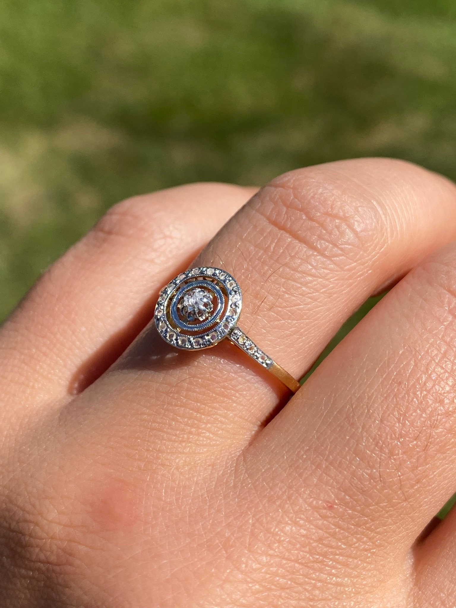 SOLD - The Juniper Hills: Art Nouveau Ring with Diamonds - Image 9