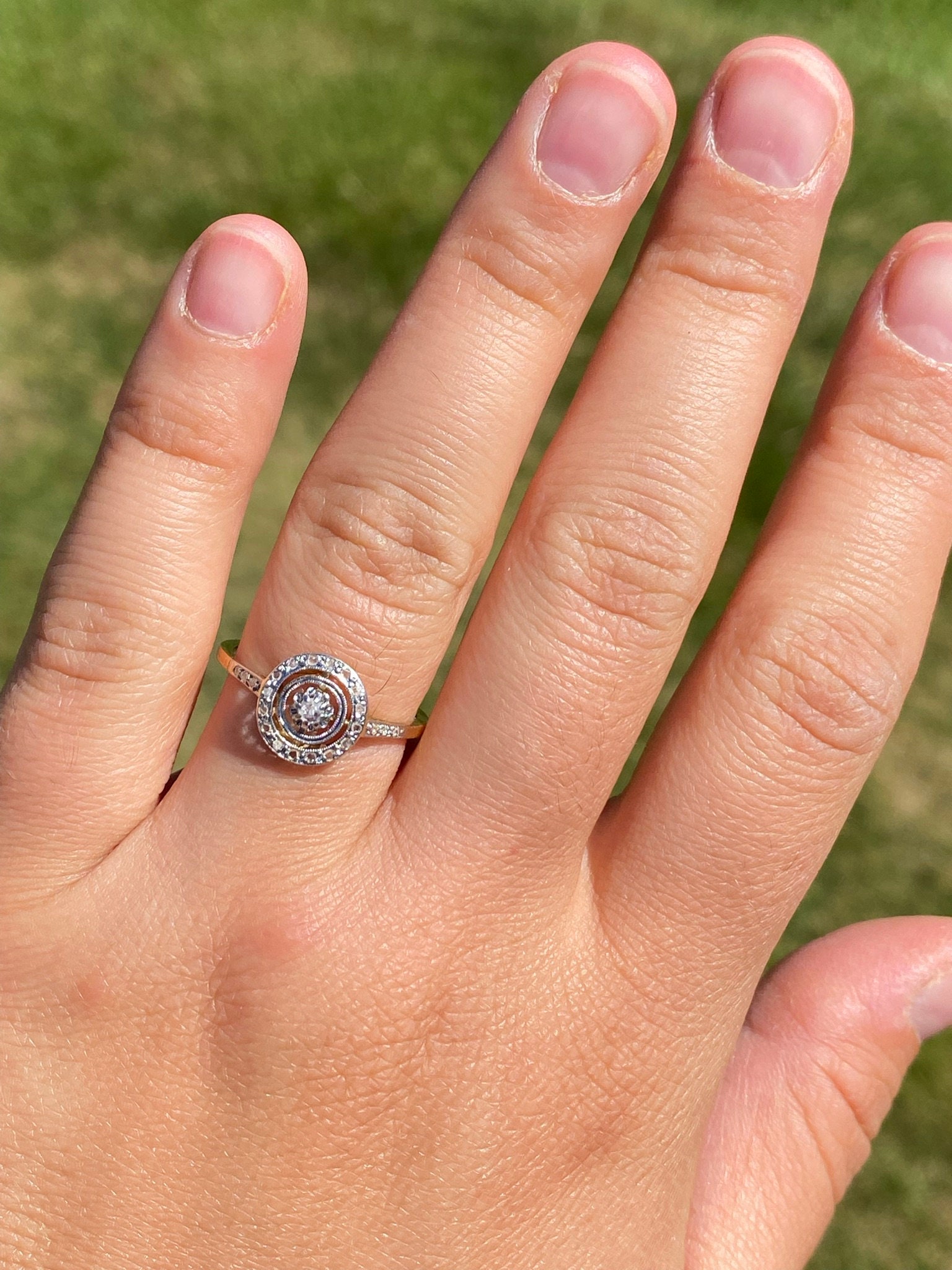 SOLD - The Juniper Hills: Art Nouveau Ring with Diamonds - Image 8