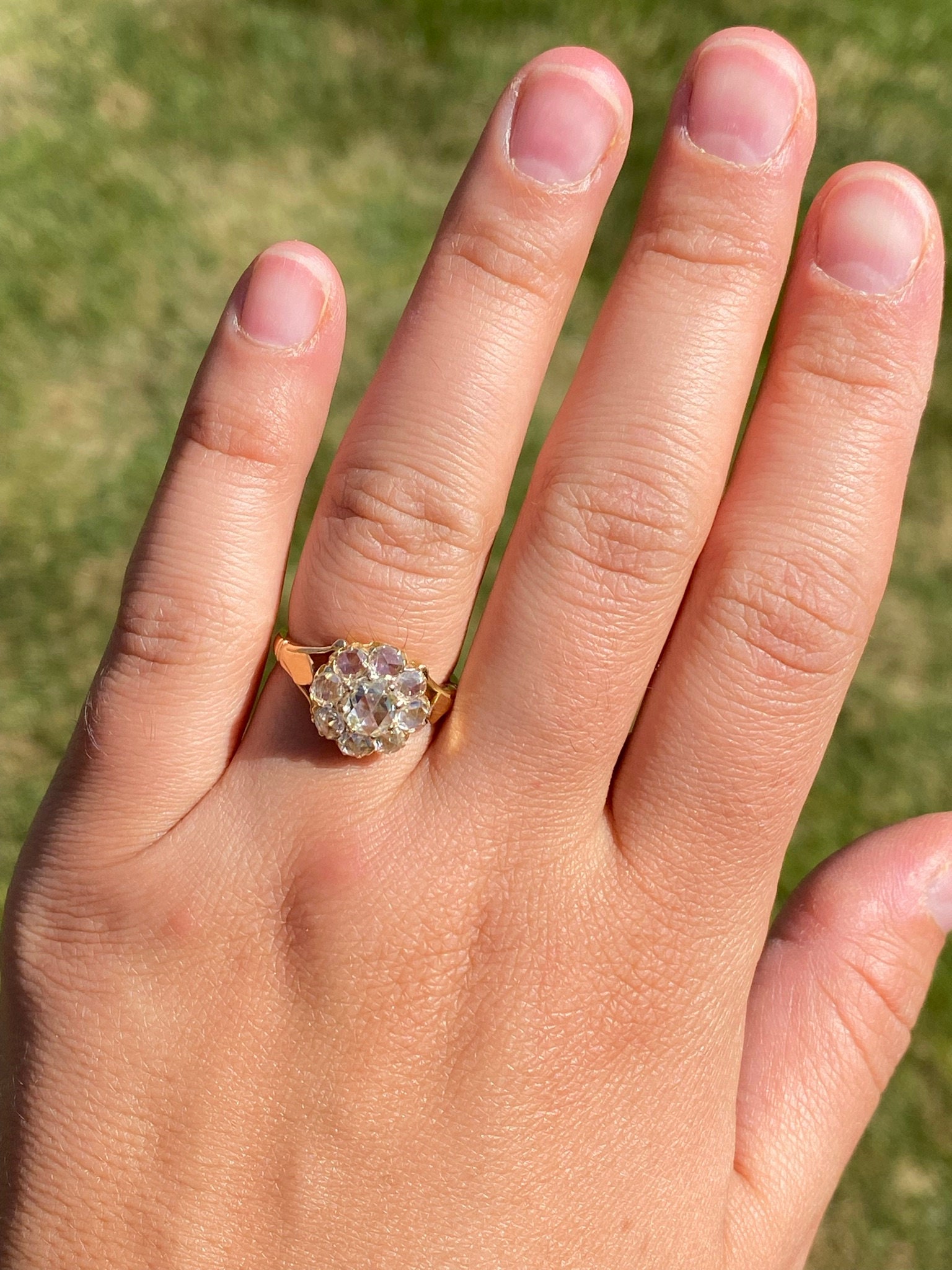 SOLD - The Running Springs: Georgian Yellow Gold Engagement Ring with Rose Cut Diamonds - Image 8