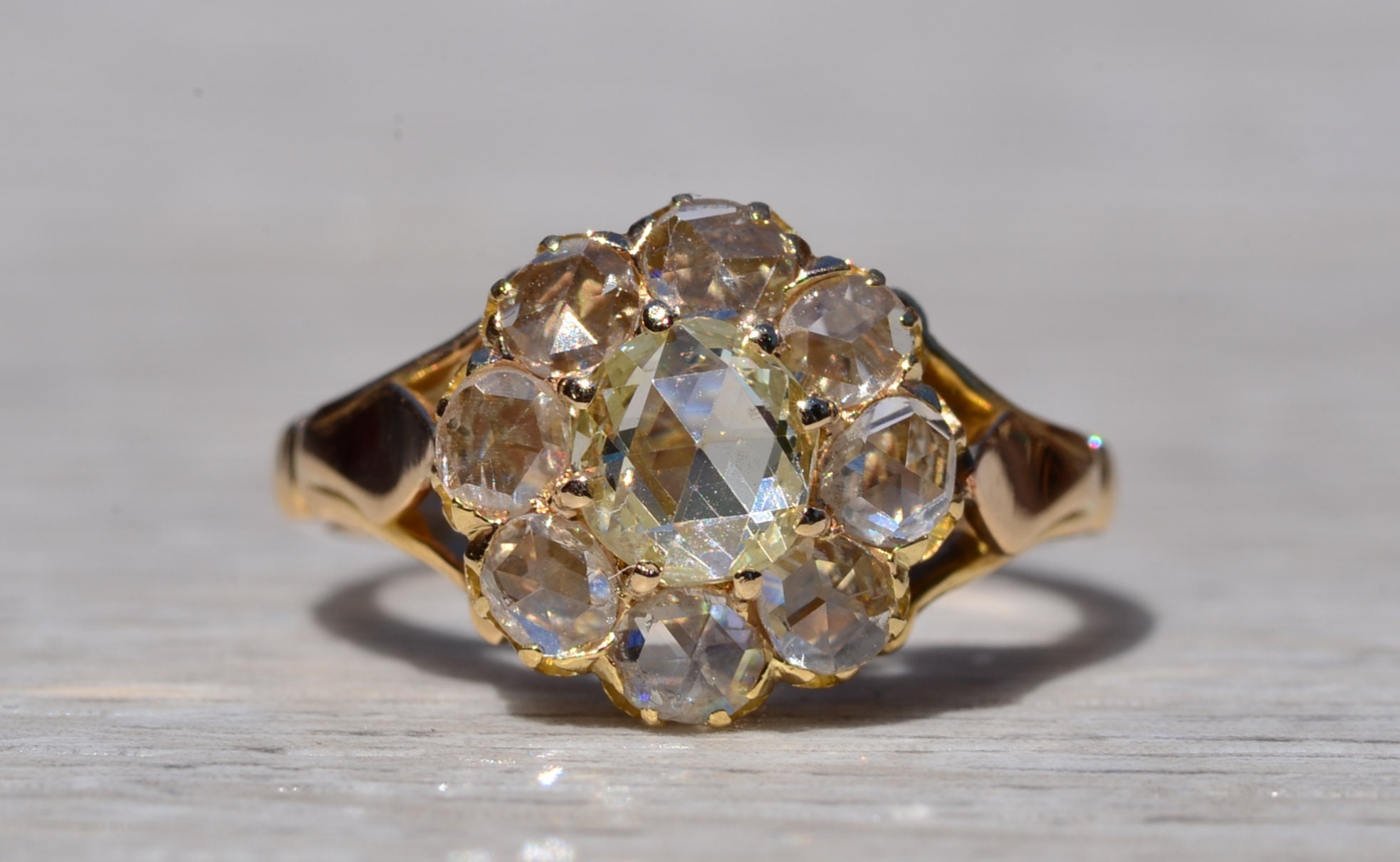 SOLD - The Running Springs: Georgian Yellow Gold Engagement Ring with Rose Cut Diamonds - Image 2