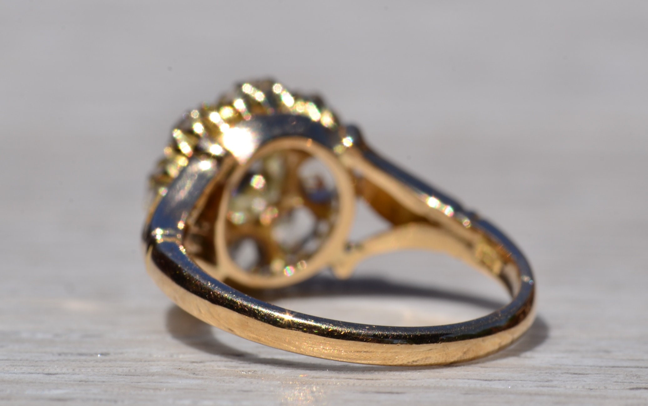 SOLD - The Running Springs: Georgian Yellow Gold Engagement Ring with Rose Cut Diamonds - Image 4