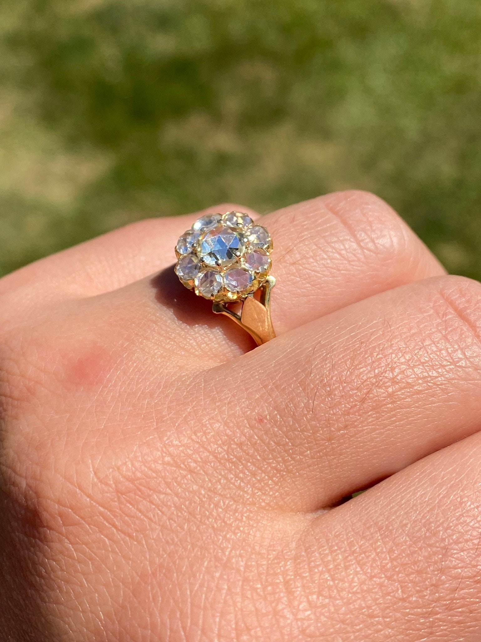 SOLD - The Running Springs: Georgian Yellow Gold Engagement Ring with Rose Cut Diamonds - Image 10