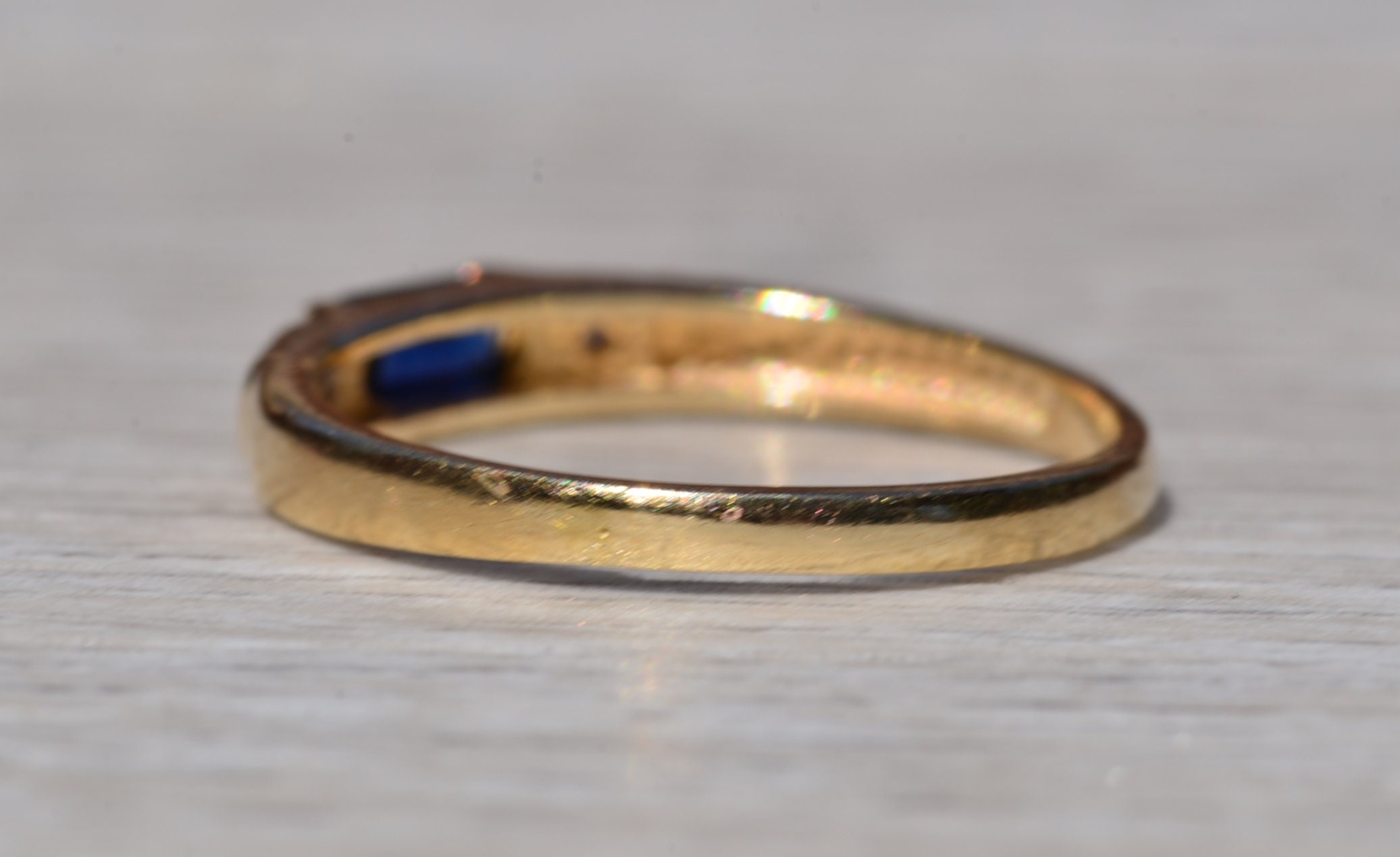 SOLD - The Clotho: Natural Sapphire and Diamond Stackable Ring - Image 4