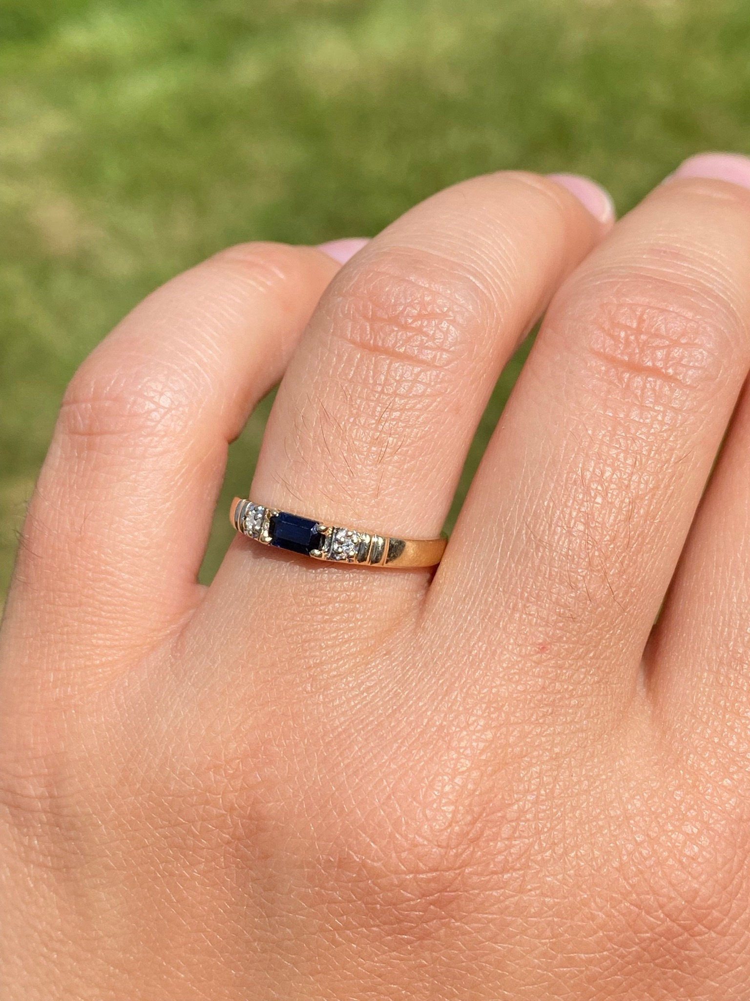 SOLD - The Clotho: Natural Sapphire and Diamond Stackable Ring - Image 9