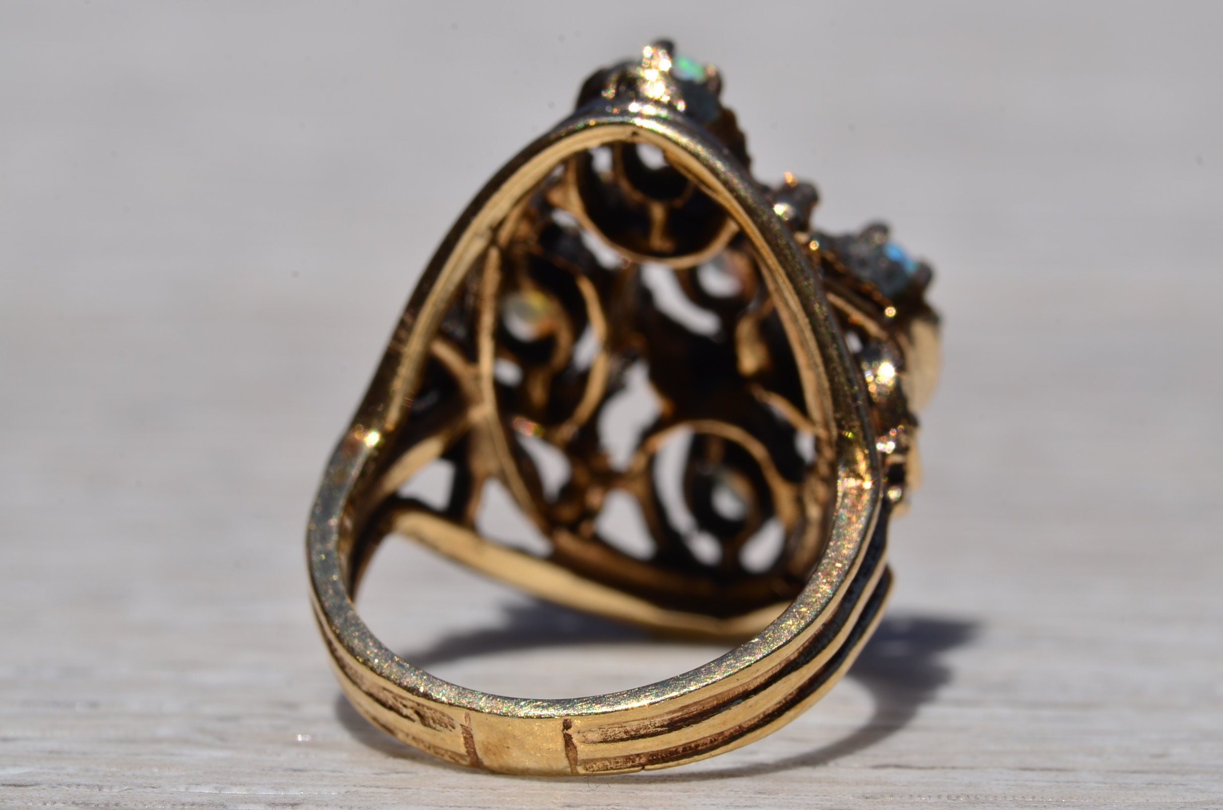SOLD - The Madera: Australian Opal Mid Century Yellow Gold Ring - Image 5