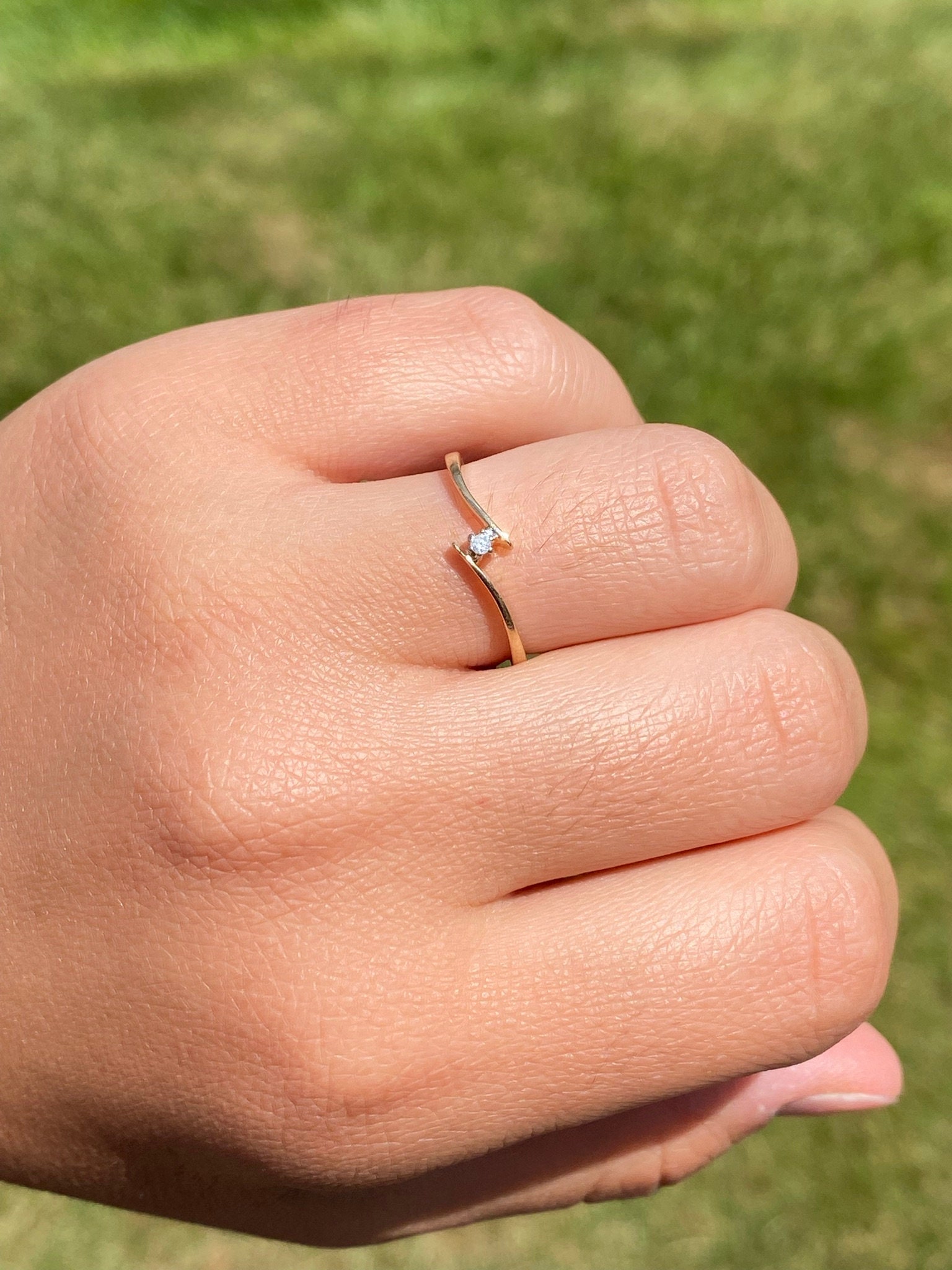 The Ballico: Bypass Style Ring set with Round Brilliant Cut Natural Diamond - Image 11