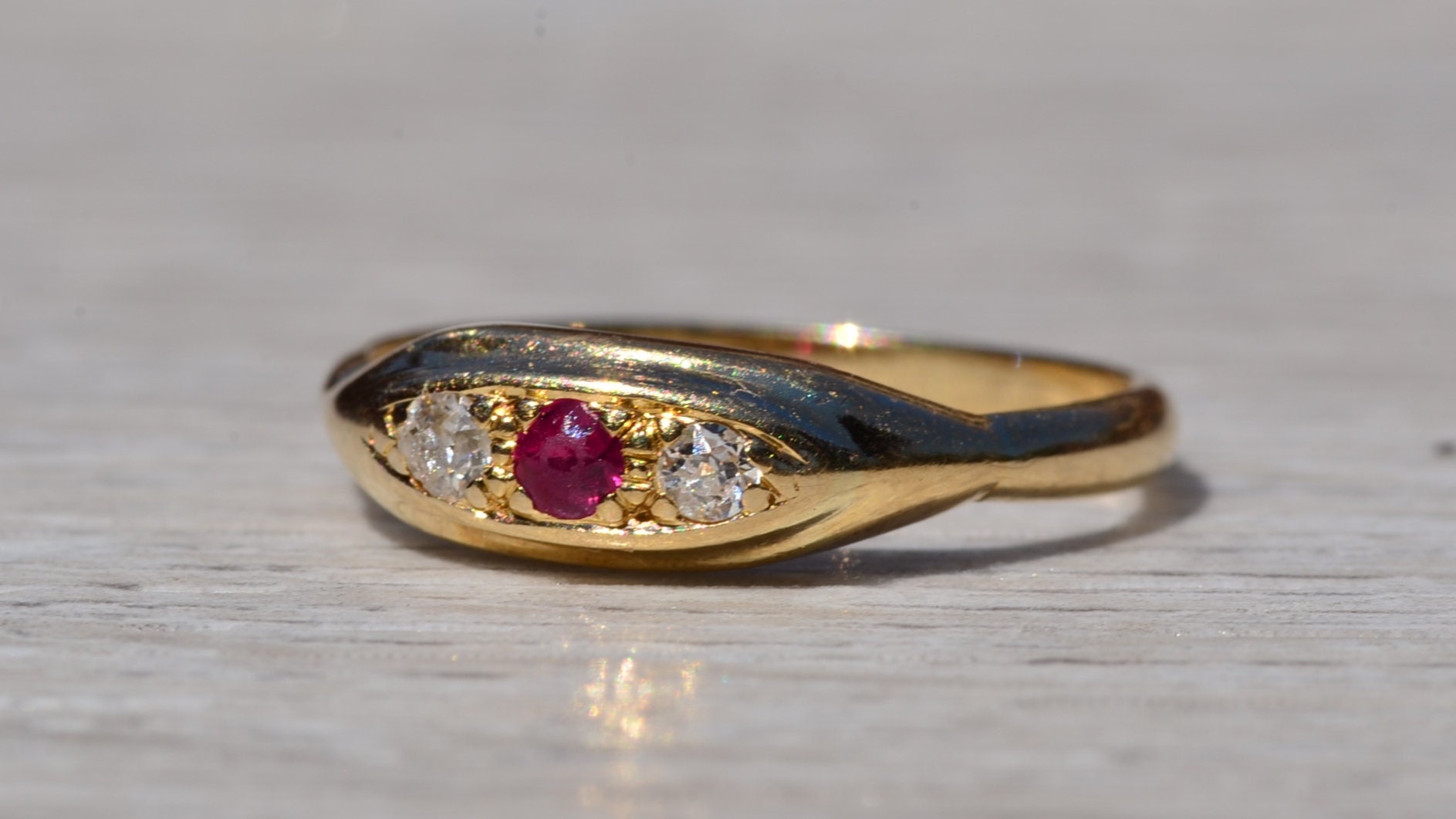 SOLD - The Cressey: Antique Ruby and Diamond Ring - Image 3