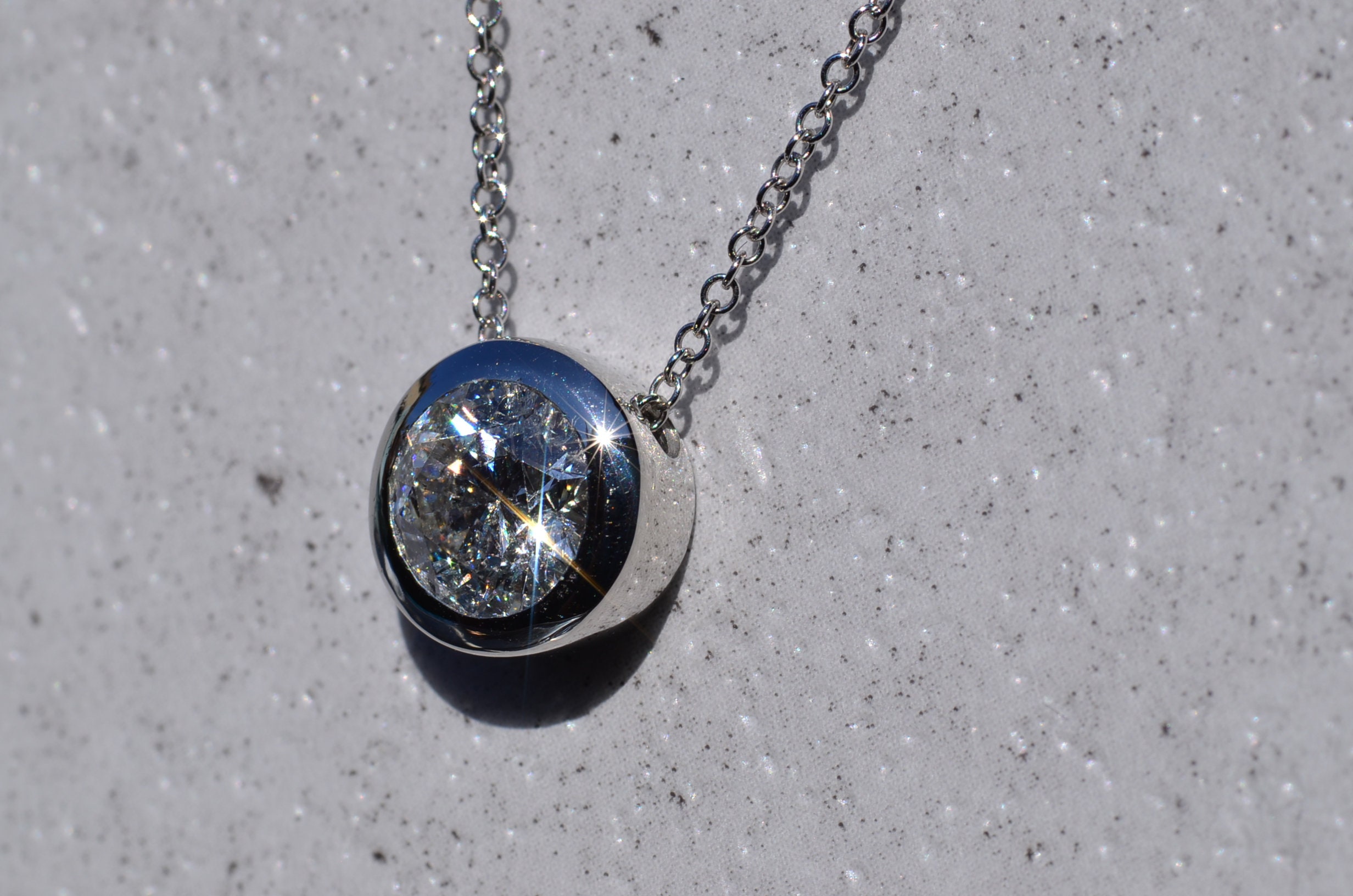 SOLD - The Claribel: Solitaire Natural Diamond Necklace with 1.75 carat Round Brilliant Cut Diamond - Image 3