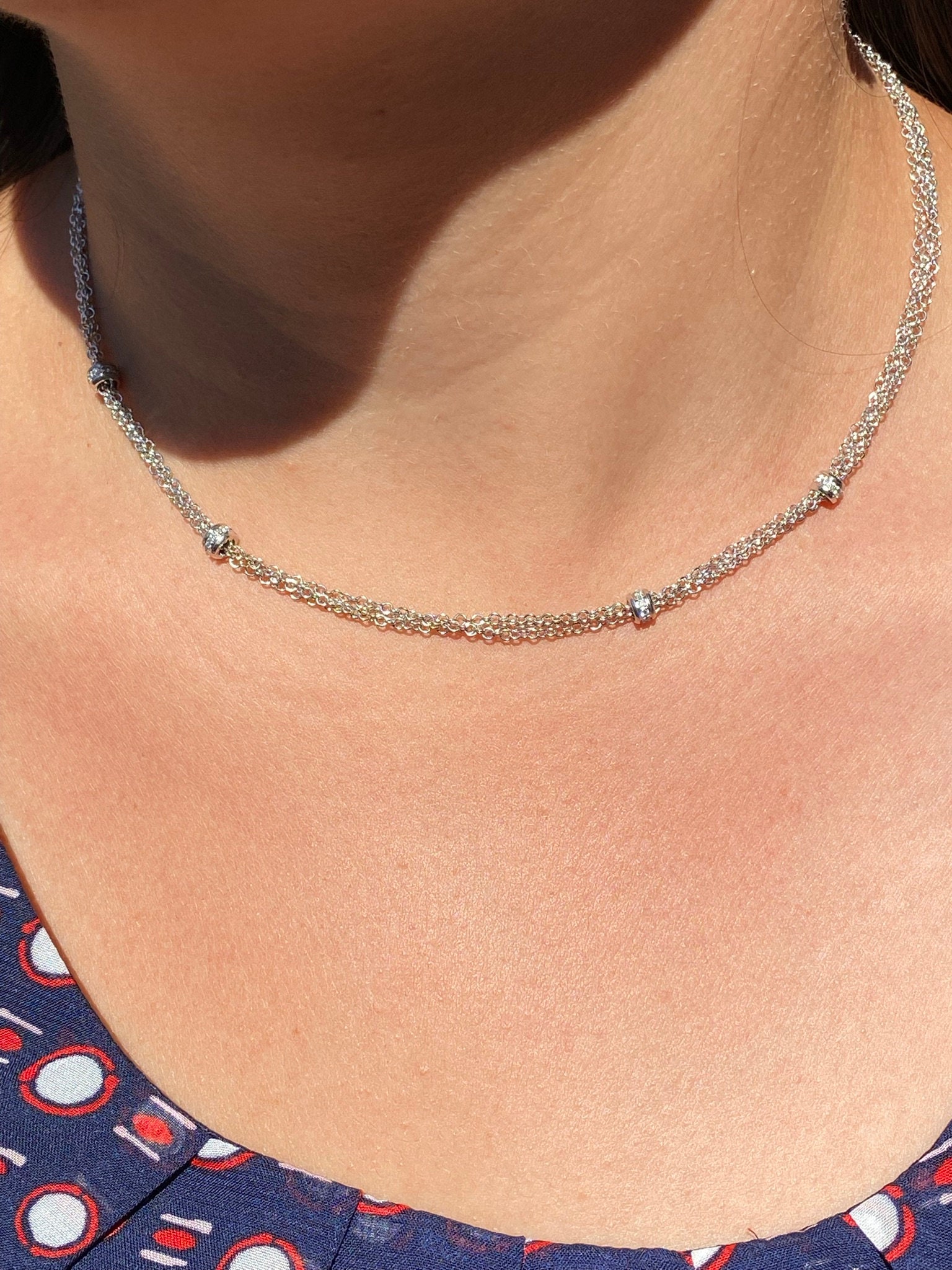 The Adela: Multi-Strand Diamond Station Chain in White Gold - Image 4