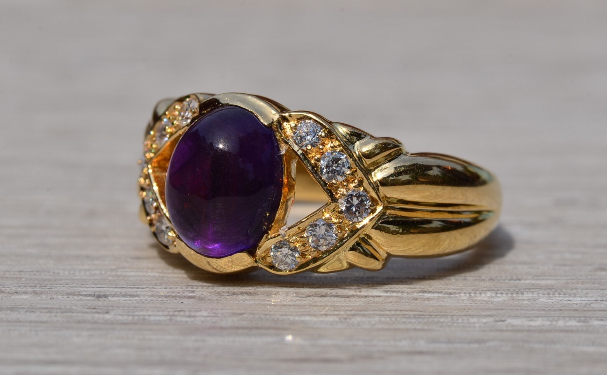 The Bealville: Purple Sapphire and Diamond Cocktail Ring - Image 3