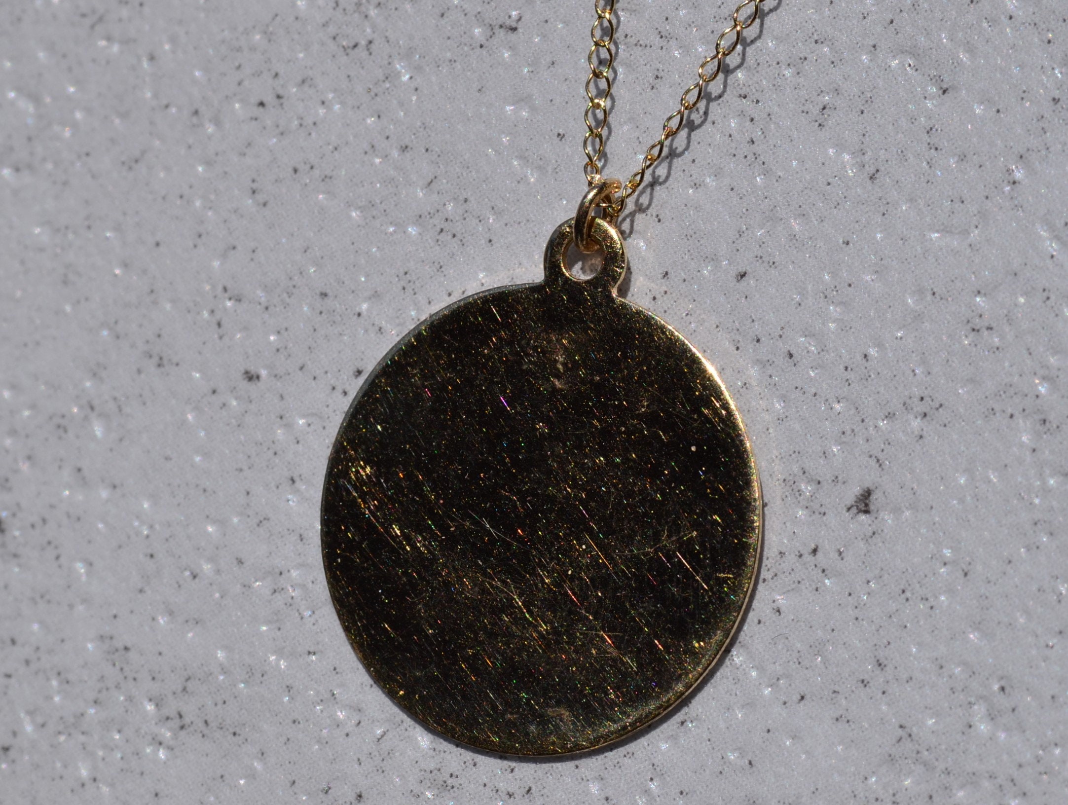 The Valley Oak: Yellow Gold Engravable Disk Necklace - Image 3