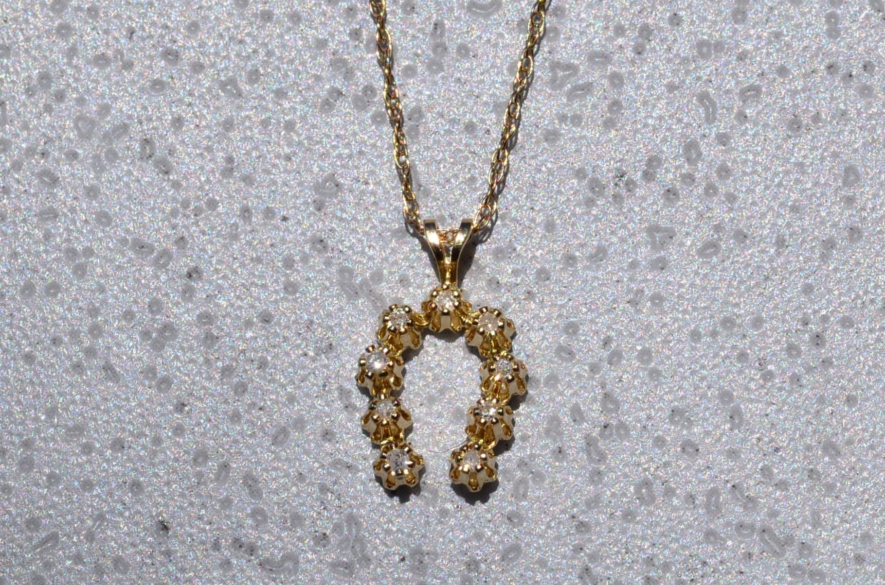 SOLD - The Pinole: Yellow Gold and Diamond Horseshoe Necklace - Image 2