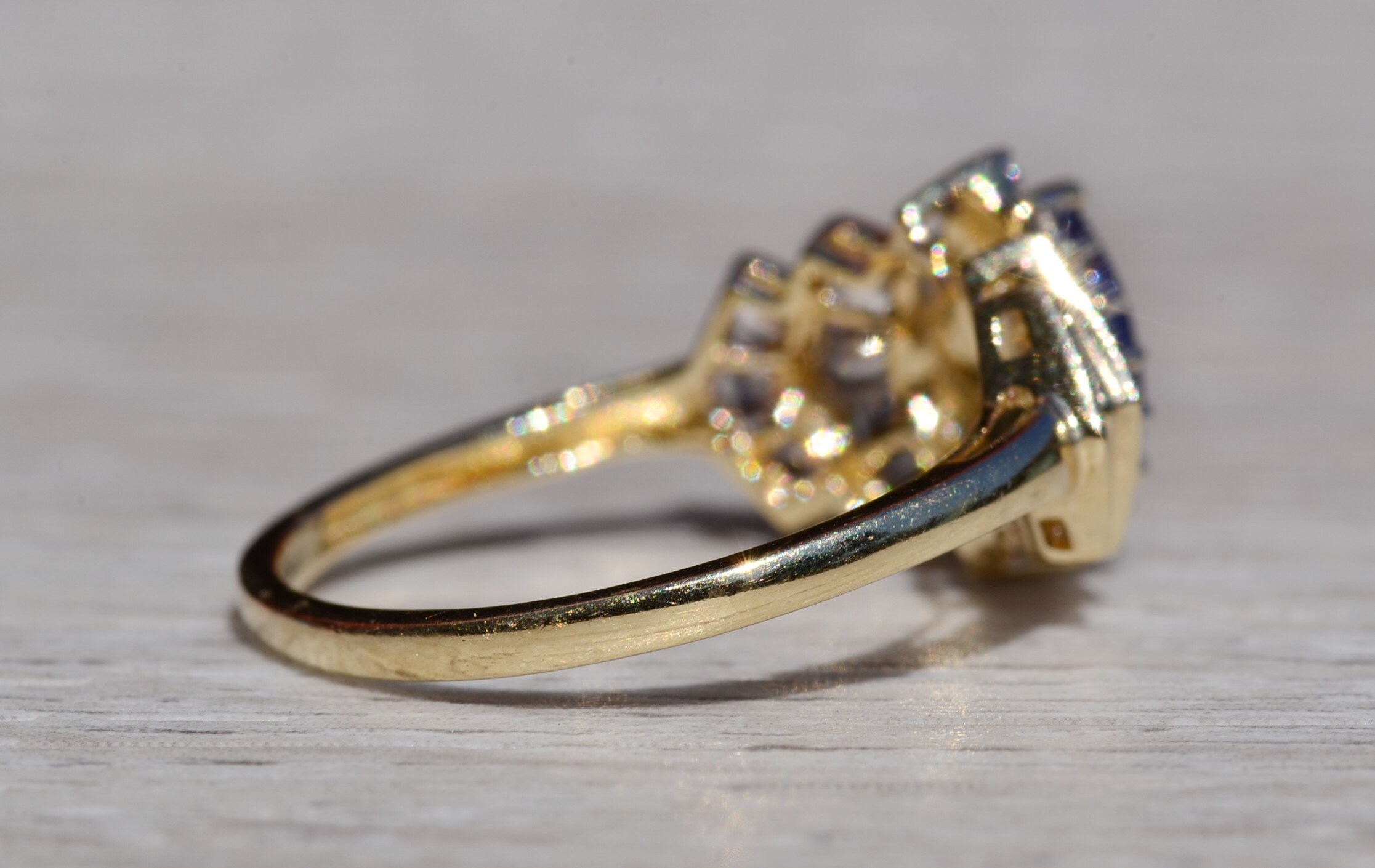SOLD - The Laddonia: Ladies Yellow Gold Tanzanite and White Topaz Ring - Image 5