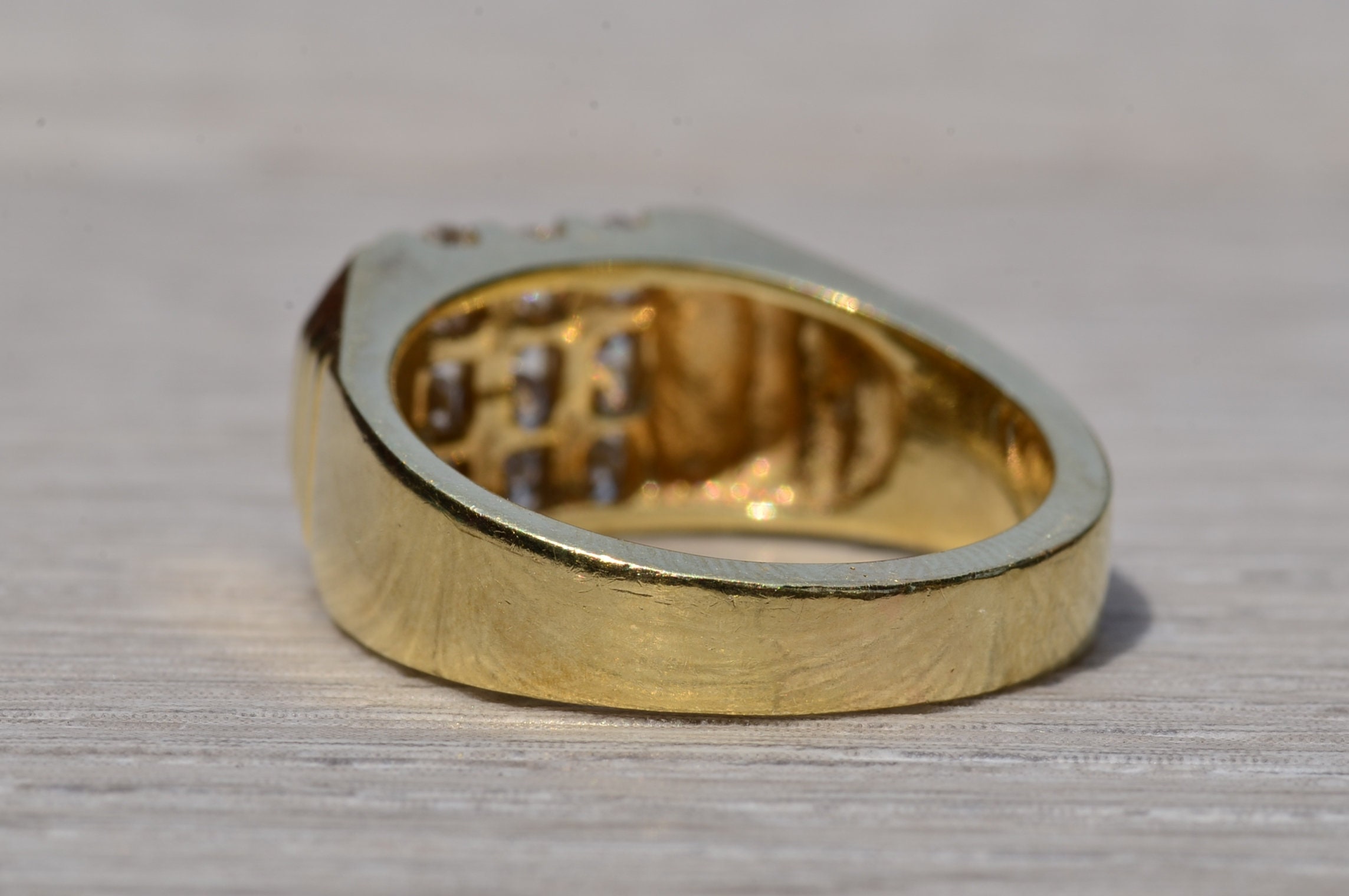 The Bair Island: Gentleman's Diamond Cocktail Ring in Yellow Gold - Image 4