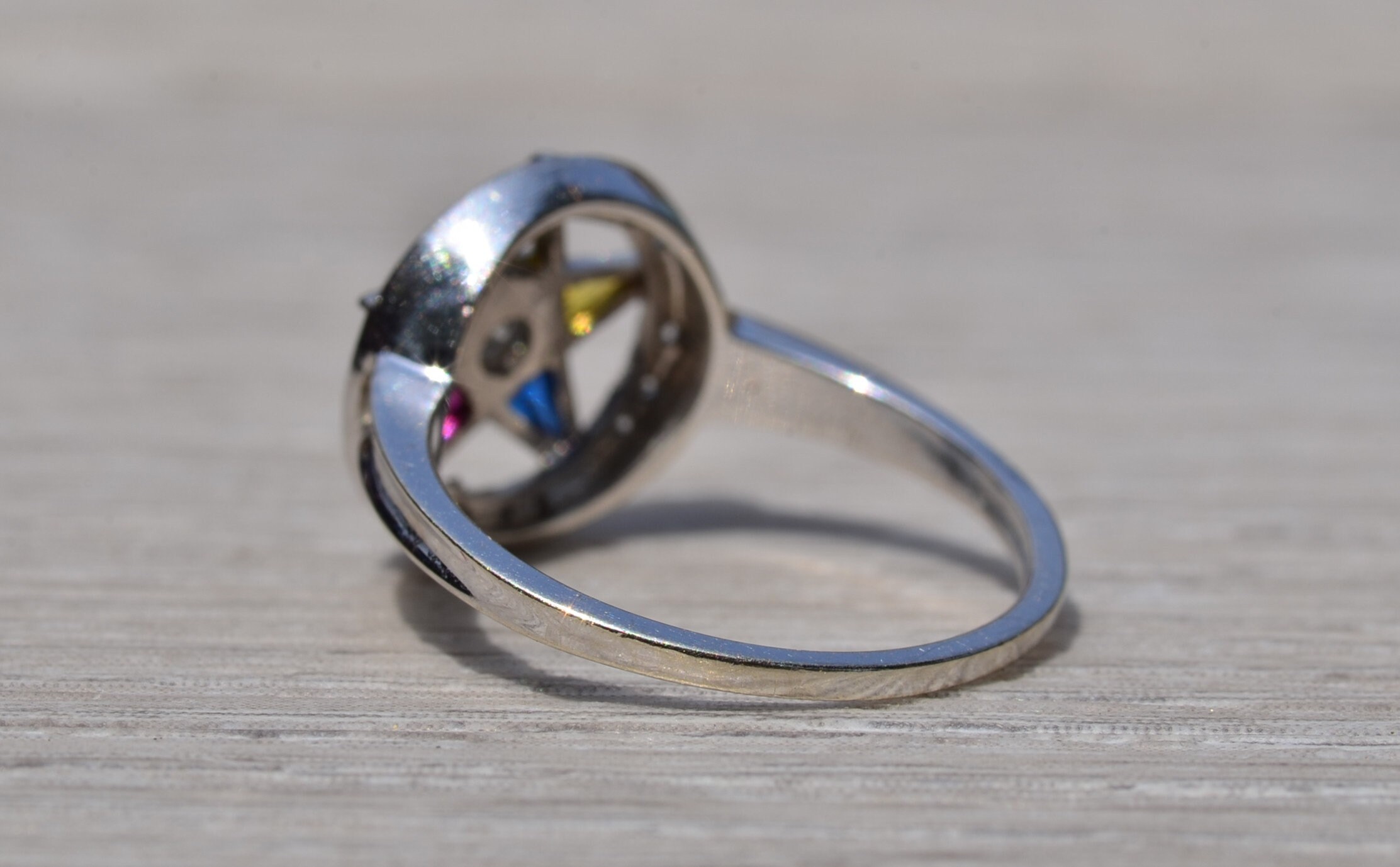 SOLD - The Eastern: Ladies Antique Eastern Star Ring with Diamonds - Image 4