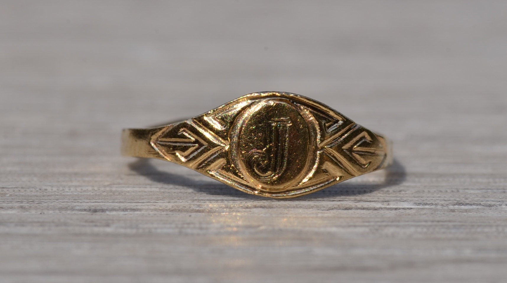 SOLD - The Green Valley South: Engravable Yellow Gold Pinky Ring, Mid Finger Ring, or Childs Signet Ring - Image 2