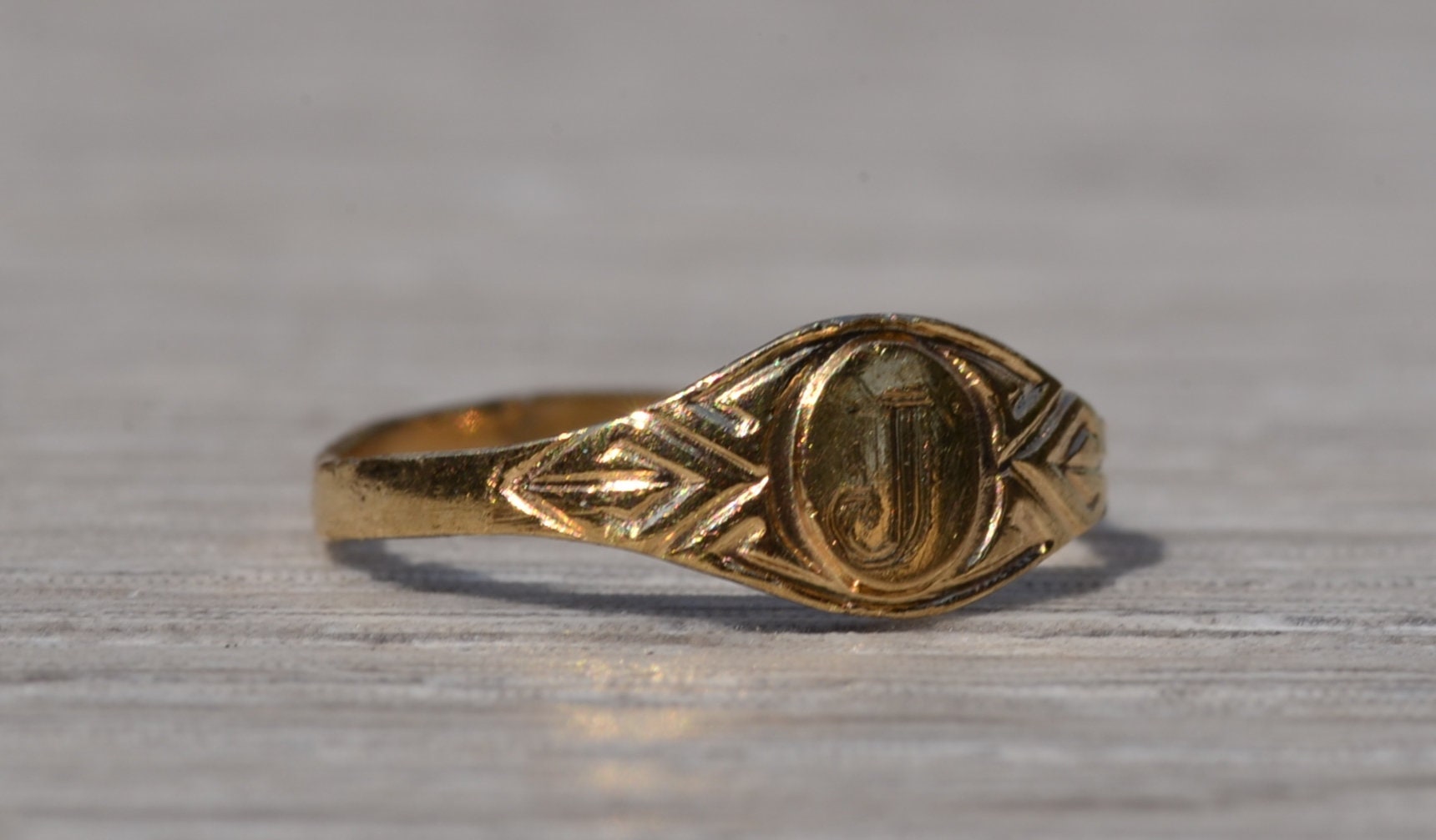 SOLD - The Green Valley South: Engravable Yellow Gold Pinky Ring, Mid Finger Ring, or Childs Signet Ring - Image 6