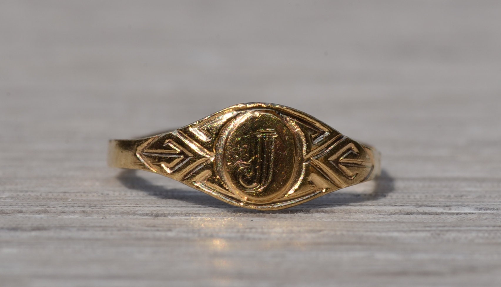 SOLD - The Green Valley South: Engravable Yellow Gold Pinky Ring, Mid Finger Ring, or Childs Signet Ring - Image 7