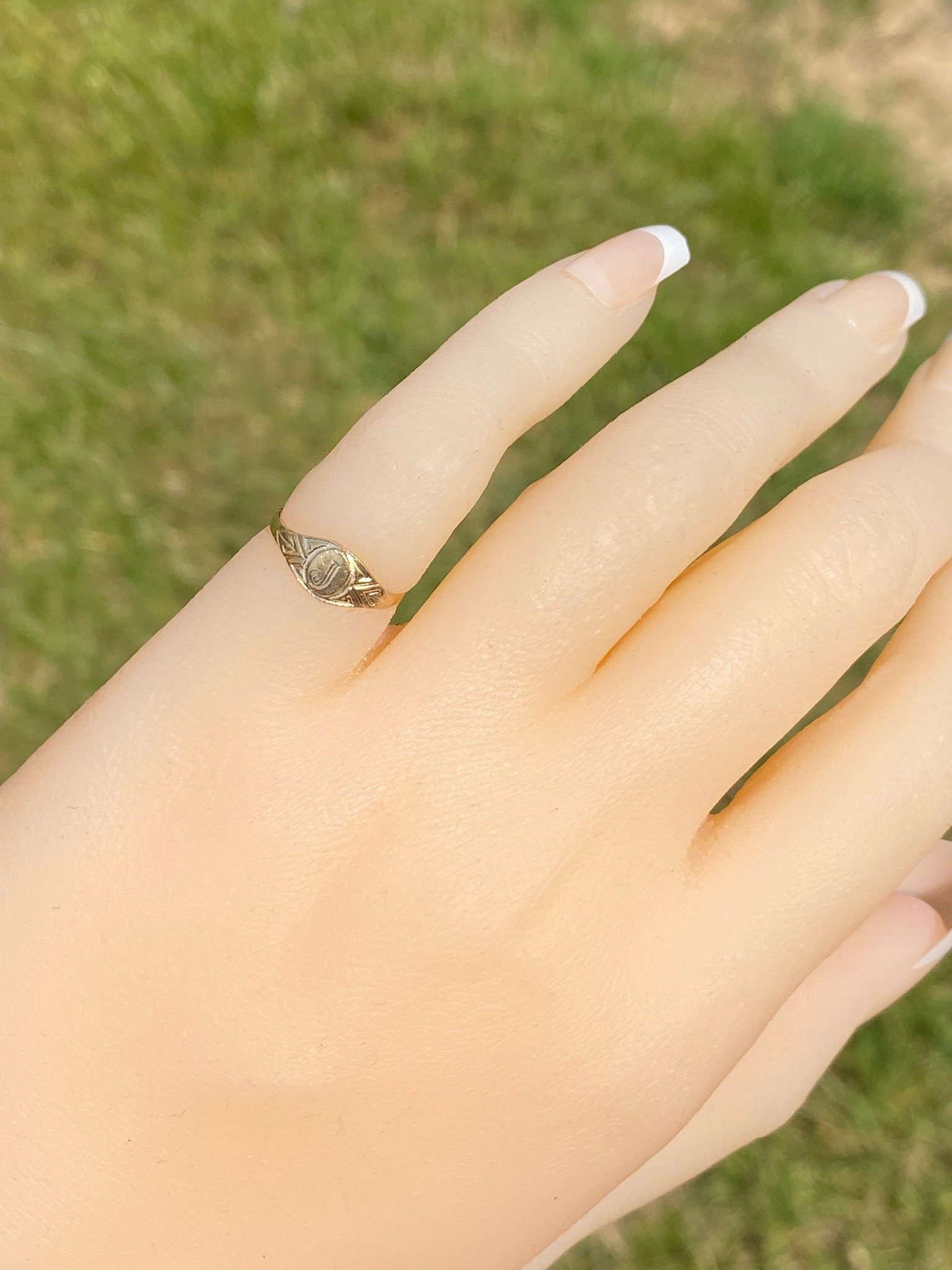 SOLD - The Green Valley South: Engravable Yellow Gold Pinky Ring, Mid Finger Ring, or Childs Signet Ring - Image 11