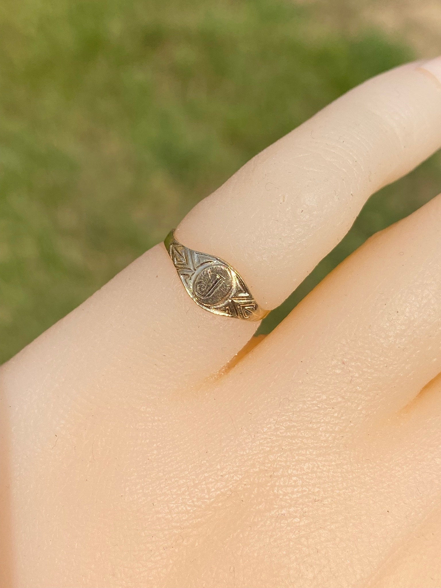 SOLD - The Green Valley South: Engravable Yellow Gold Pinky Ring, Mid Finger Ring, or Childs Signet Ring - Image 10