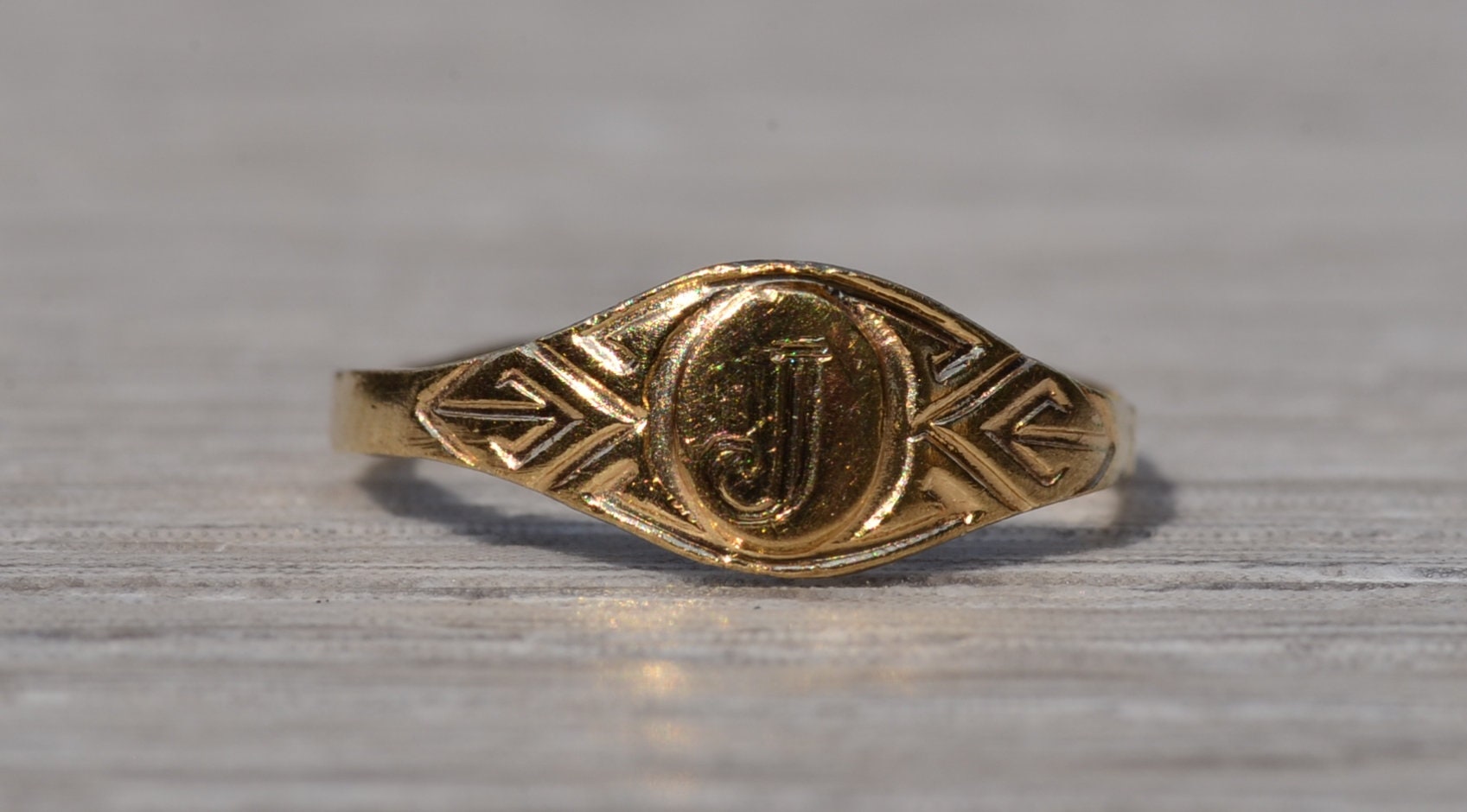 SOLD - The Green Valley South: Engravable Yellow Gold Pinky Ring, Mid Finger Ring, or Childs Signet Ring - Image 8