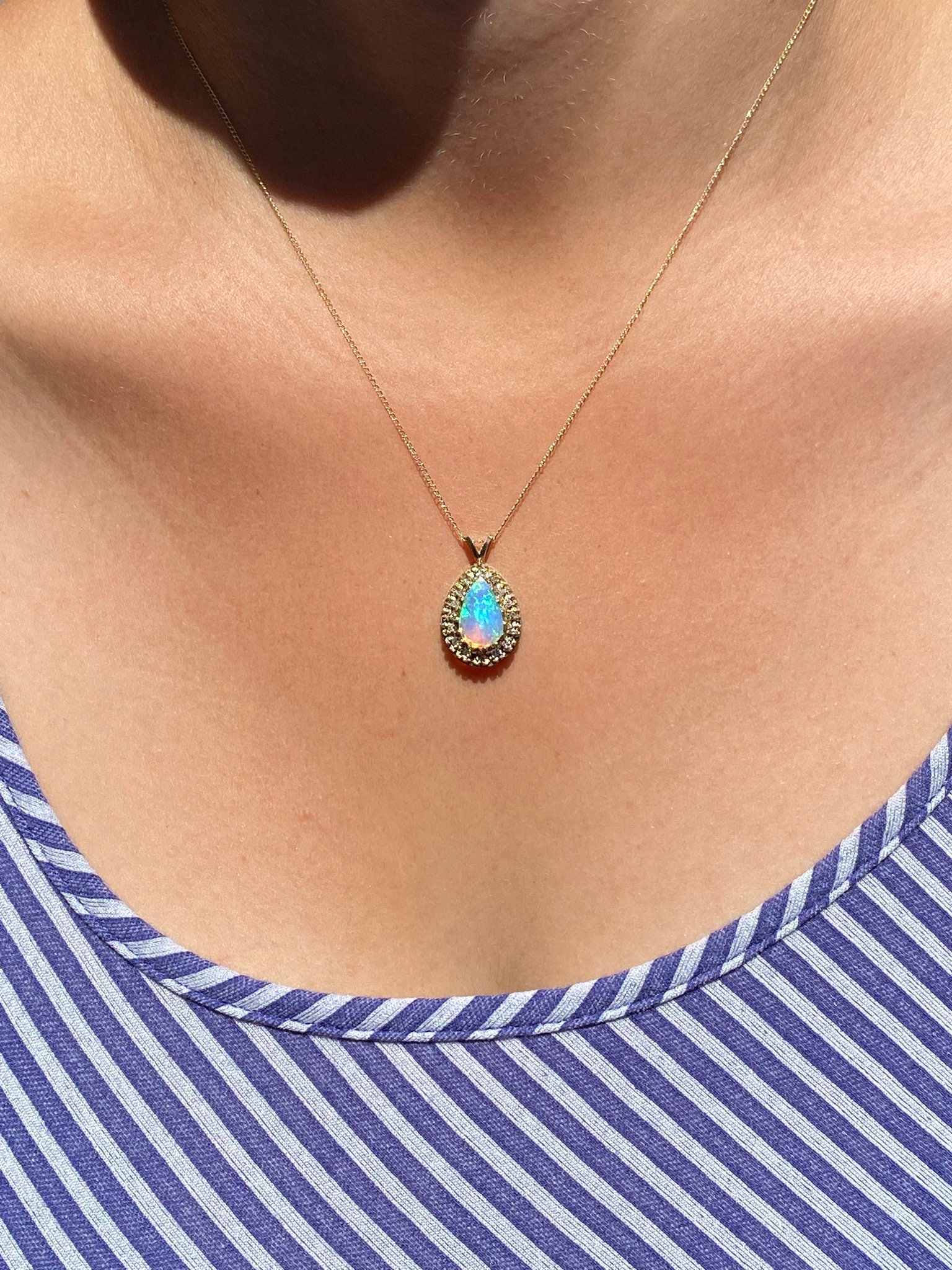 SOLD - The Montopolis: Australian Opal and Diamond Pendant - Image 4