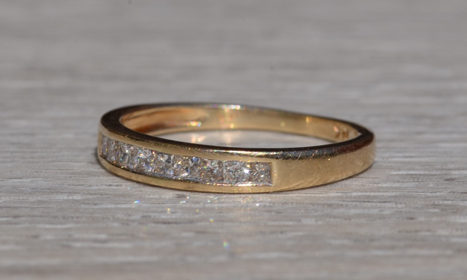 SOLD - The League City: Yellow Gold Princess Cut Diamond Band - Image 3