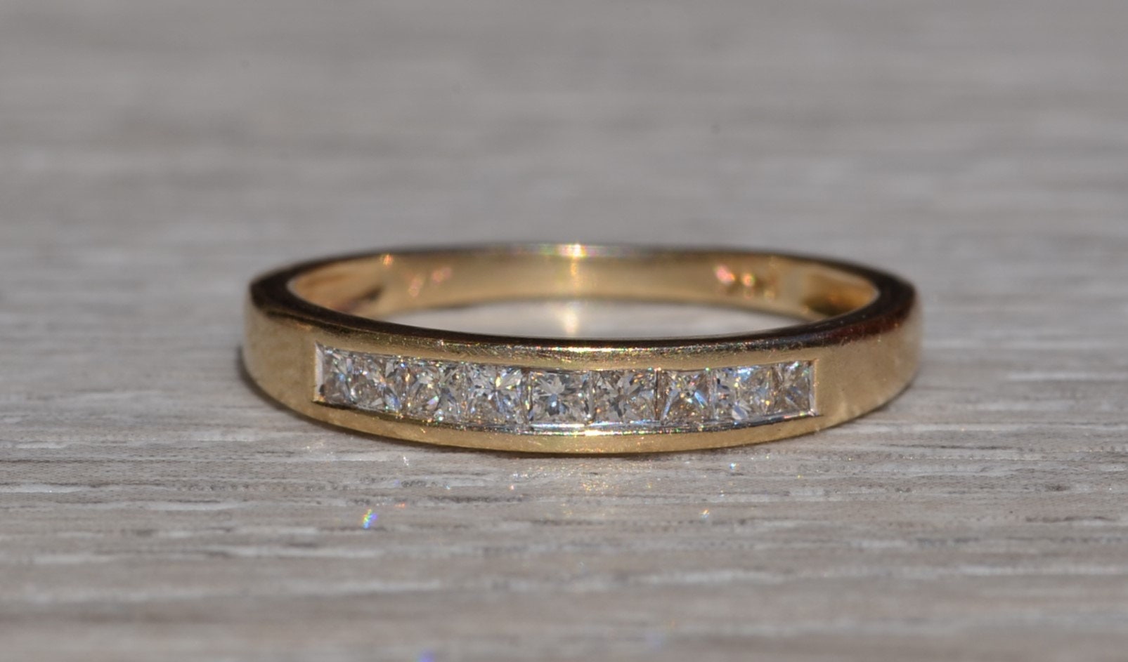 SOLD - The League City: Yellow Gold Princess Cut Diamond Band - Image 2