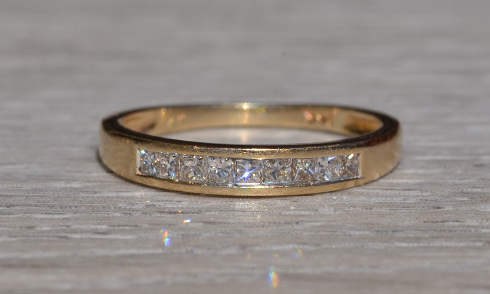 SOLD - The League City: Yellow Gold Princess Cut Diamond Band - Image 7
