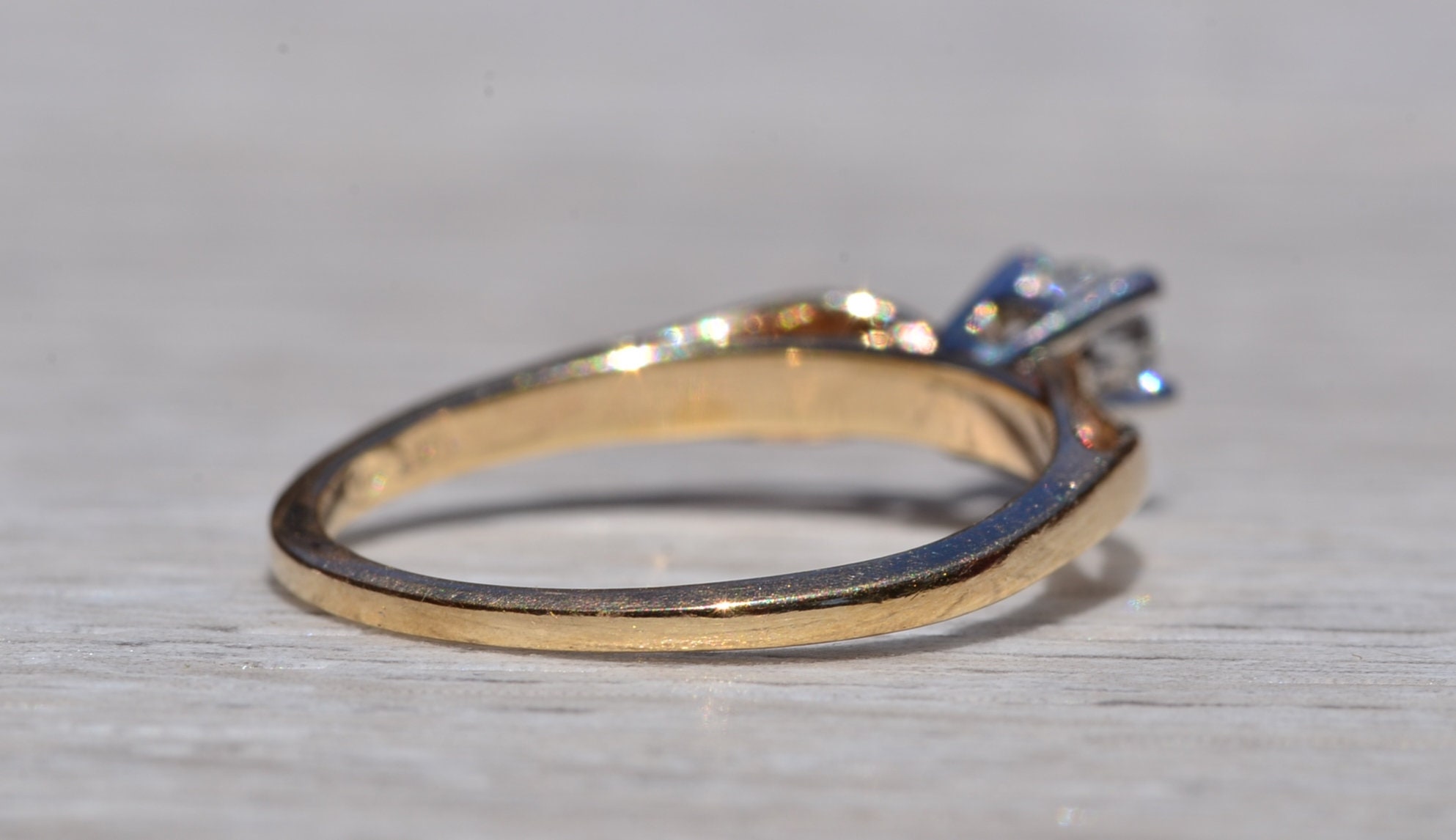 SOLD - The Bears Best: Vintage Yellow Gold Engagement Ring or Promise Ring with Pear Shaped Natural Diamond - Image 4
