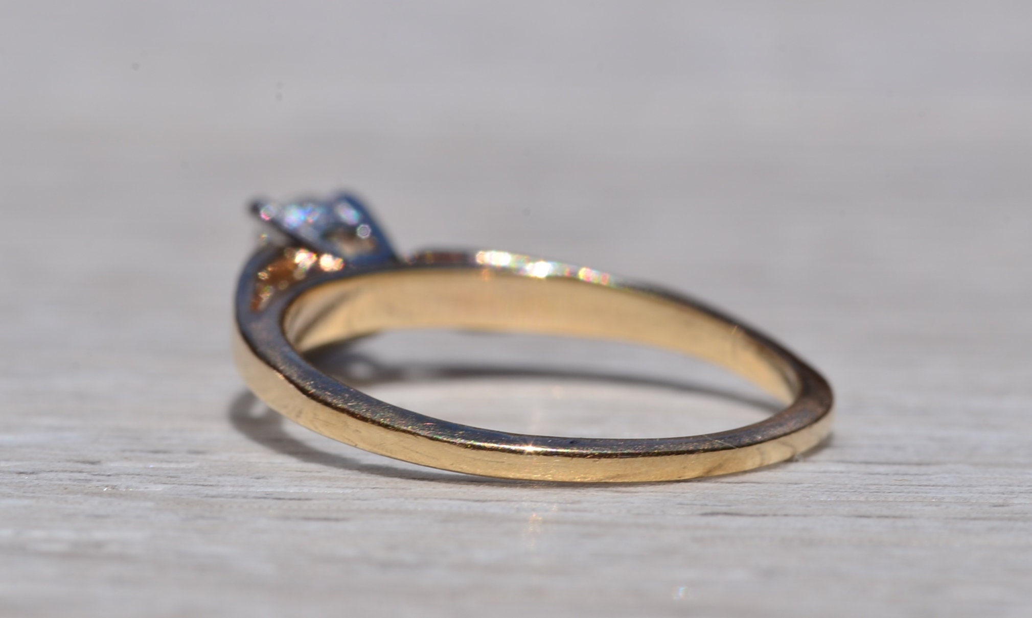 SOLD - The Bears Best: Vintage Yellow Gold Engagement Ring or Promise Ring with Pear Shaped Natural Diamond - Image 5
