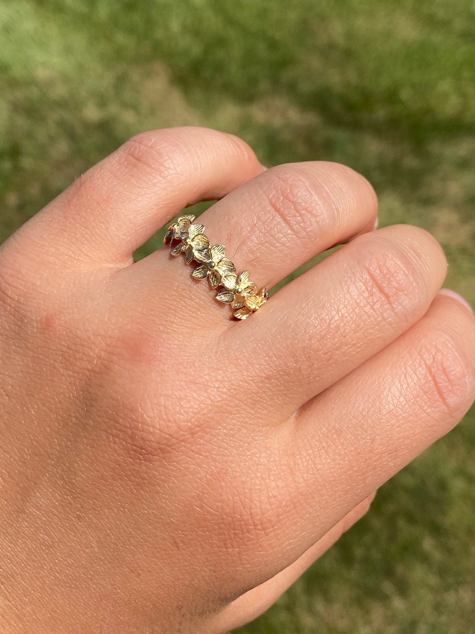 SOLD - The Galveston: Yellow Gold Floral Eternity Band in Yellow Gold - Image 7