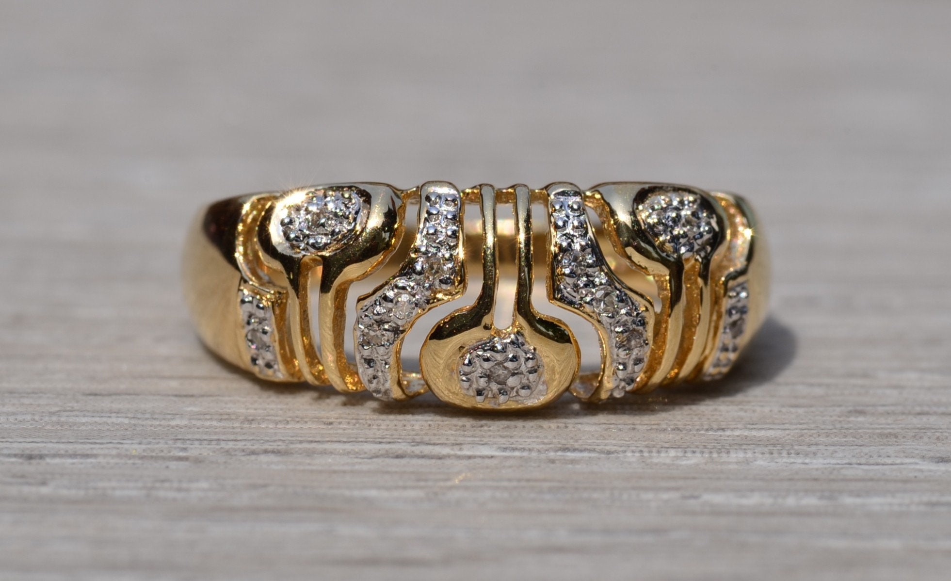SOLD - The Daggert: Mid Century Modern Diamond Cocktail Ring - Image 7