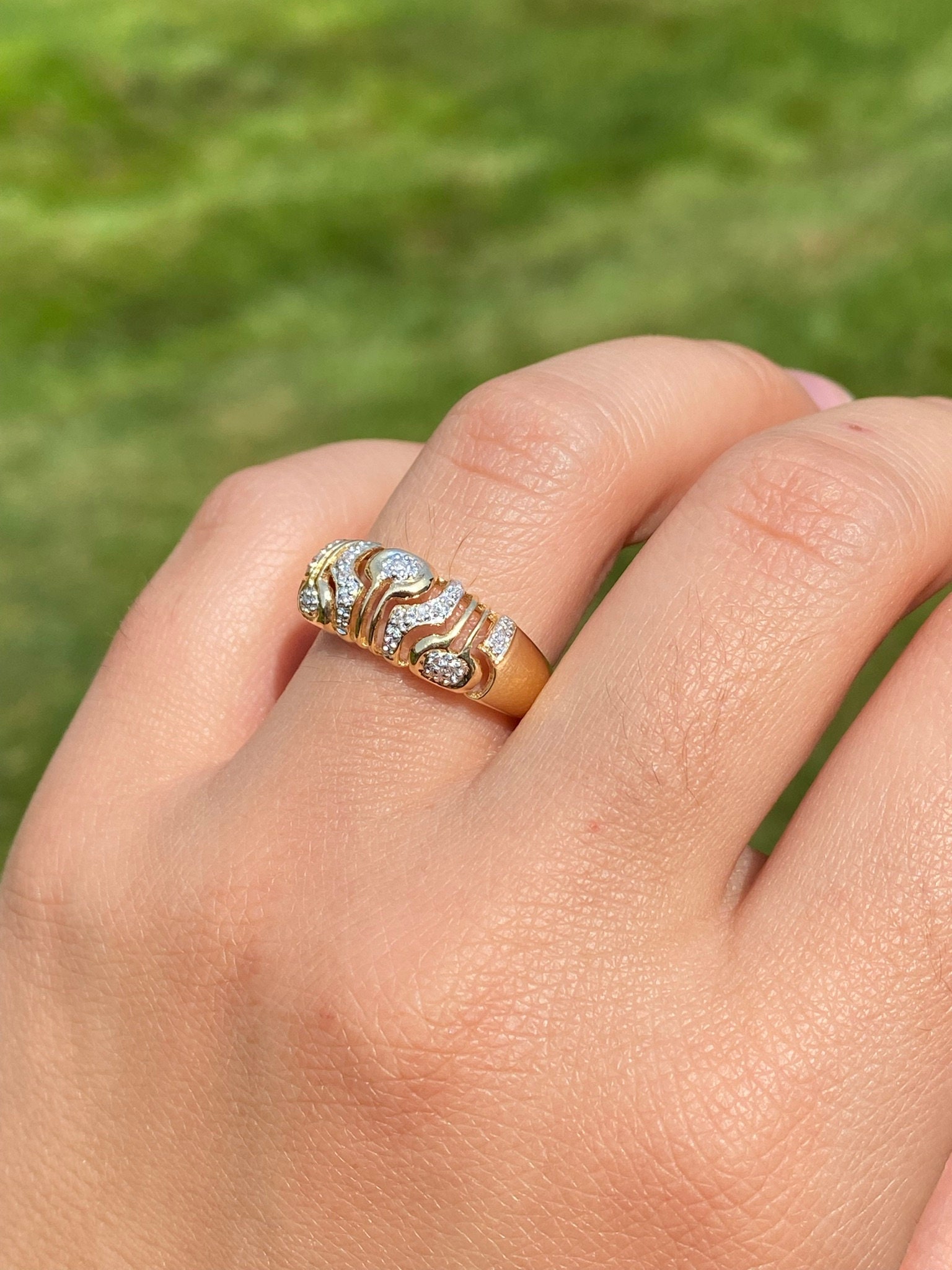SOLD - The Daggert: Mid Century Modern Diamond Cocktail Ring - Image 9