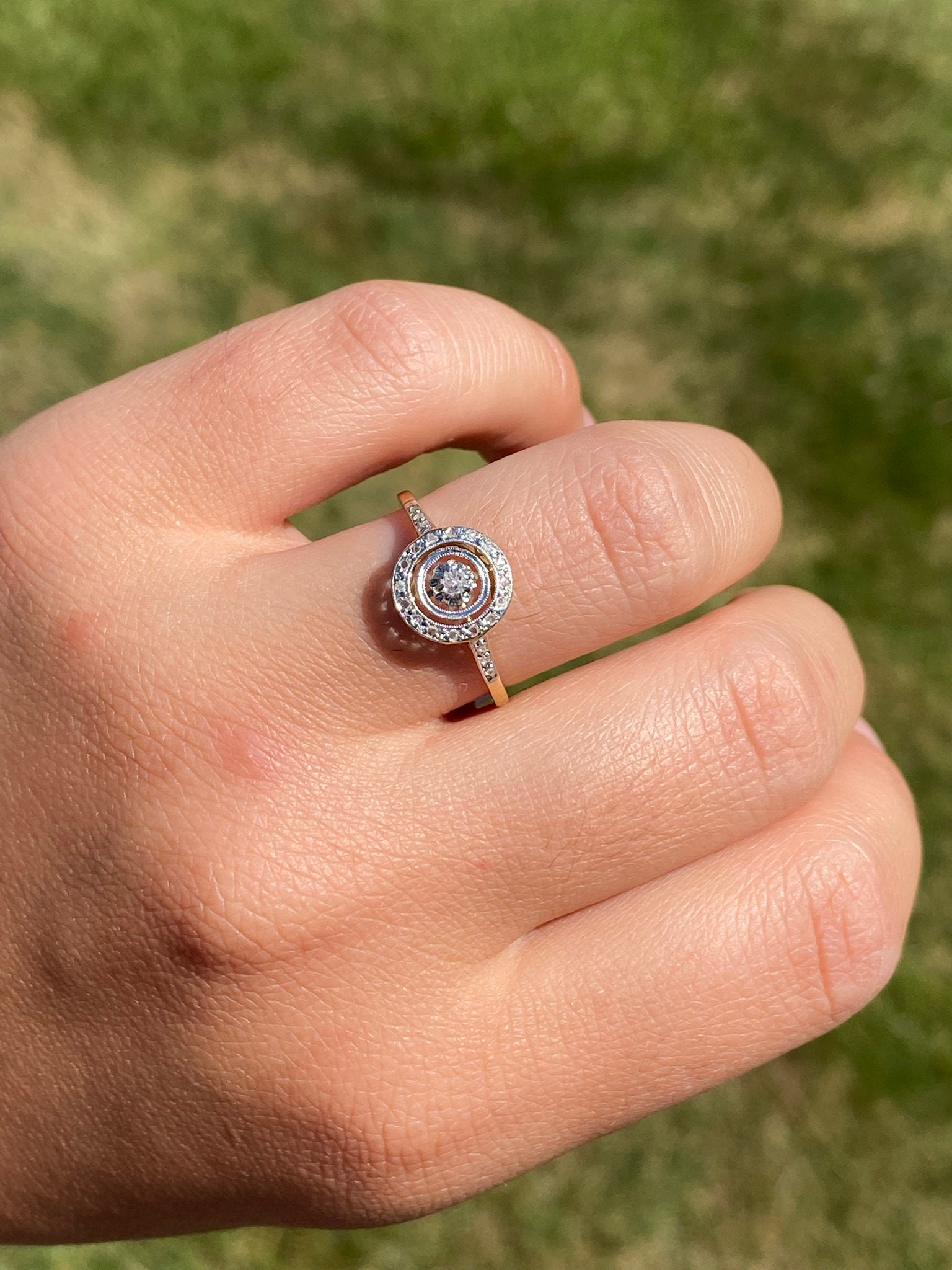 SOLD - The Juniper Hills: Art Nouveau Ring with Diamonds - Image 10